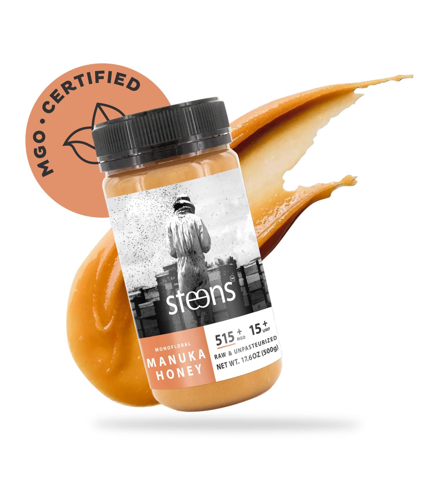Steens Manuka Honey MGO 515+ UMF 15+ - 100% Certified Raw Manuka - 500g - Buy Online on SooperMarket.com