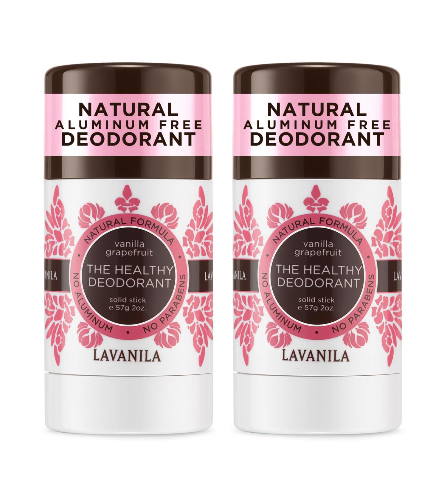 Lavanila Natural Aluminum Free Deodorant 2-Pack Vanilla Grapefruit - The Healthy Deodorant for Men and Women Solid Stick (2 Ounce Each) Vegan Vanilla Grapefruit 2 Ounce (Pack of 2) - Buy Online on SooperMarket.com