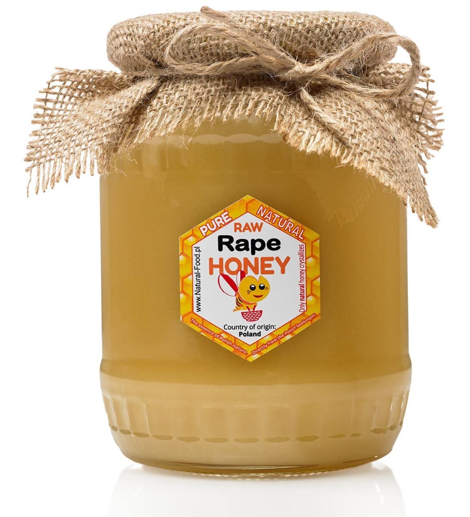 RAW HONEY | 1 1 kg | Rapeseed honey in glass jar | Absolutely Pure Raw Natural Unpasteurized | Fresh | Rapeseed 1.1kg