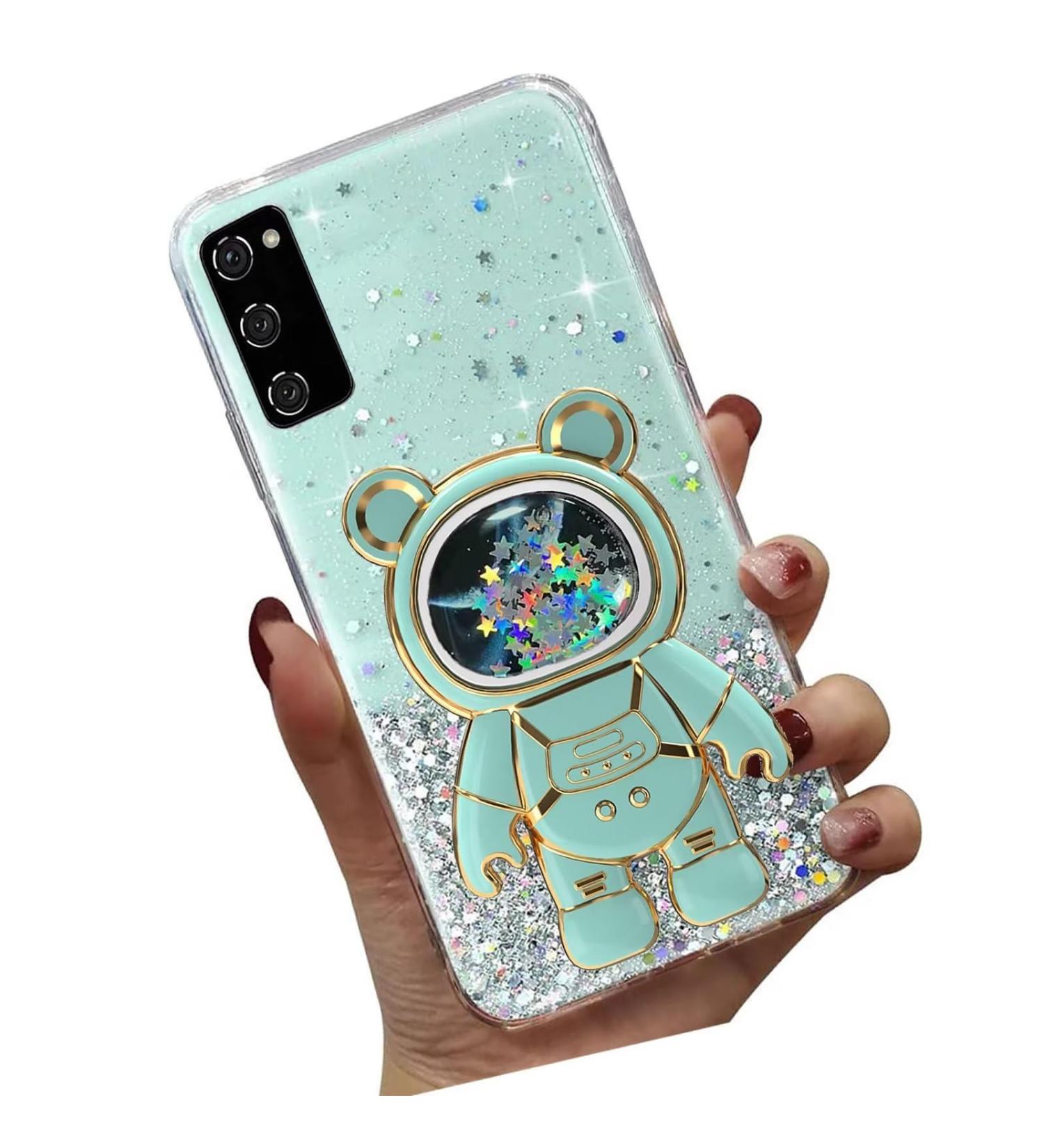 Buy Tivenfezk Nadoli Soft Silicone Case for Samsung Galaxy A03s - Glitter Astronaut Design Hidden Stand Transparent Protective Cover - Buy Online on SooperMarket.com