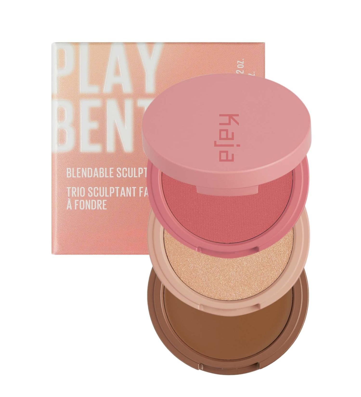 Kaja 3-in-1 Blendable Sculpting Trio - Play Bento | Mango Seed Butter Cream Bronzer, Blush & Highlighter | 02 Cloud Latte - Medium Complexions - Buy Online on SooperMarket.com
