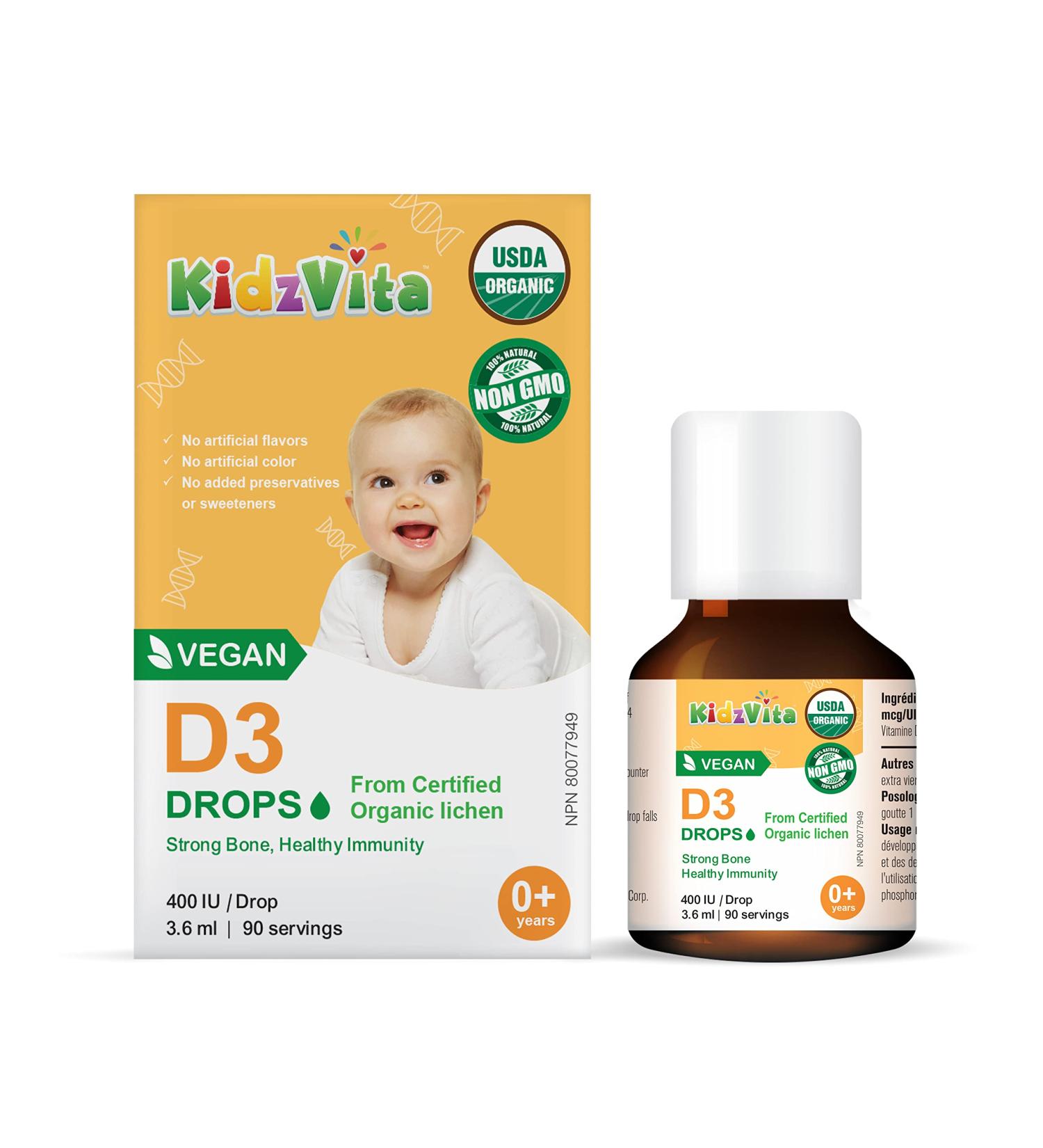 KidzVita - Vegan Vitamin D3 Drops 400IU - 3.6 ML 90 Servings 400 IU - Buy Online on SooperMarket.com
