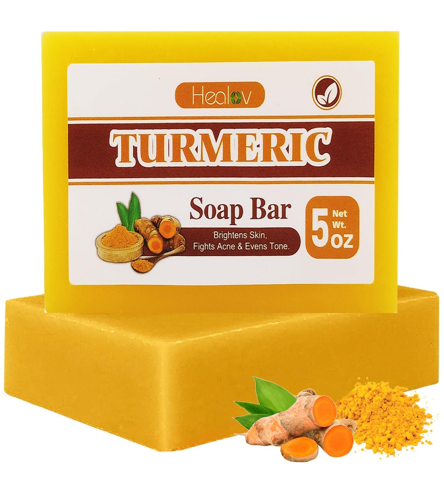 Turmeric Soap Bar for Hyperpigmentation | Brightening Soap for Dark Spots & Acne | Natural Face & Body Wash - Buy Online on SooperMarket.com