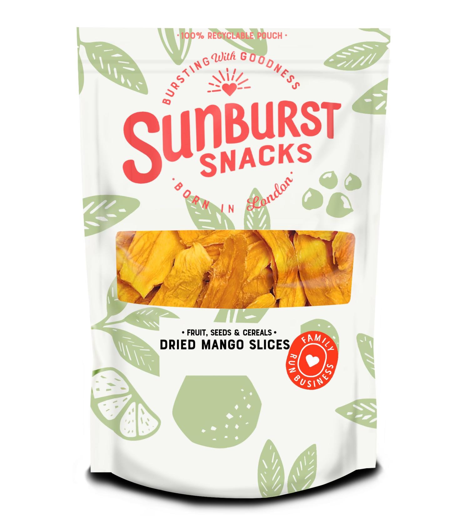 Sunburst Snacks Dried Mango Strips - Natural Fruit Slices, 1KG - Gluten Free, No Added Sugar, No Artificial Flavours - Buy Online on SooperMarket.com