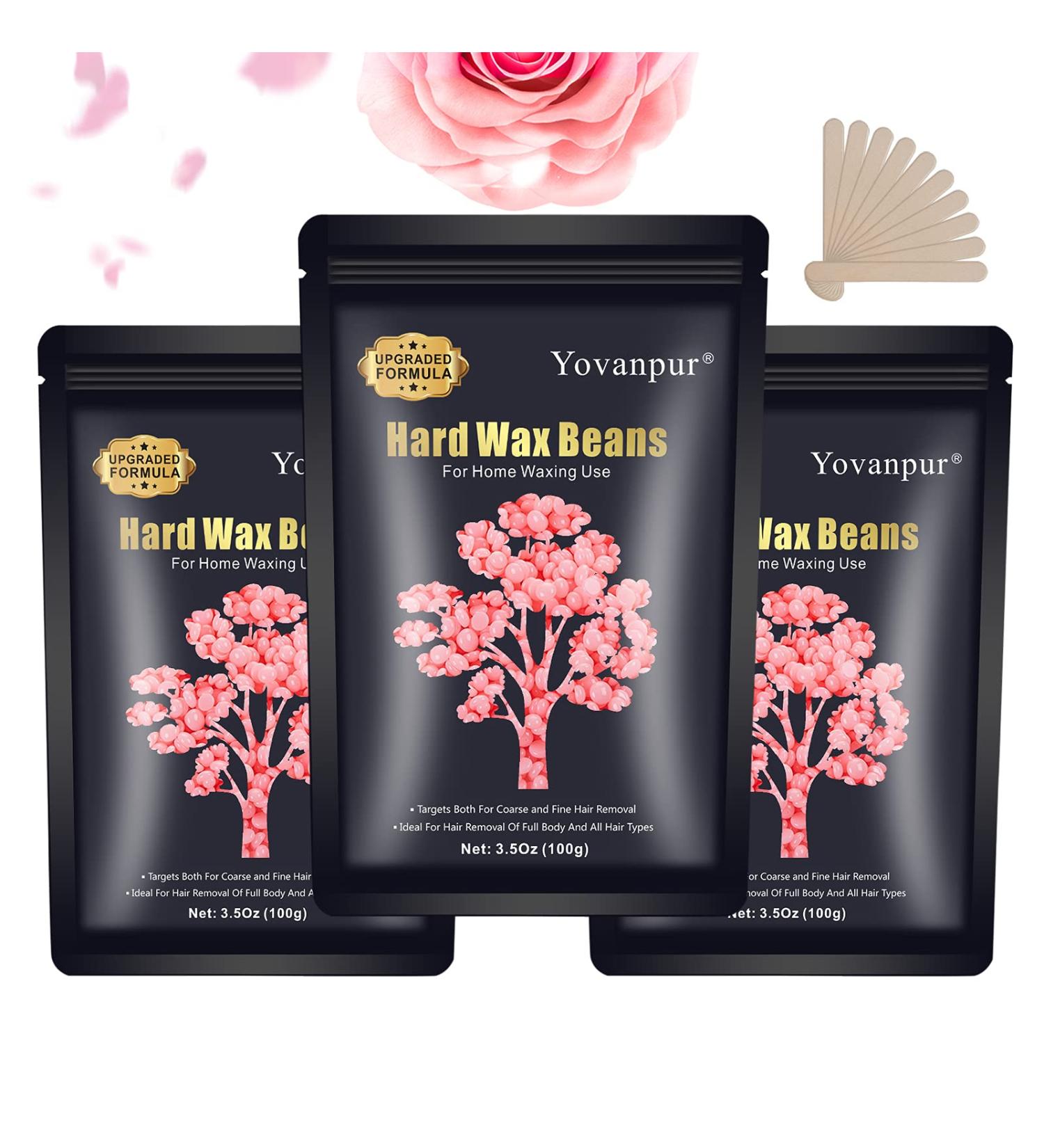Yovanpur Hard Wax Beads (300g/10.5oz) for Hair Removal - Painless & Natural Body Wax Beans for Sensitive Skin - Ideal for Facial, Eyebrow, Legs, Armpit, Bikini, Back and Chest - At-Home Waxing Solution - Buy Online on SooperMarket.com