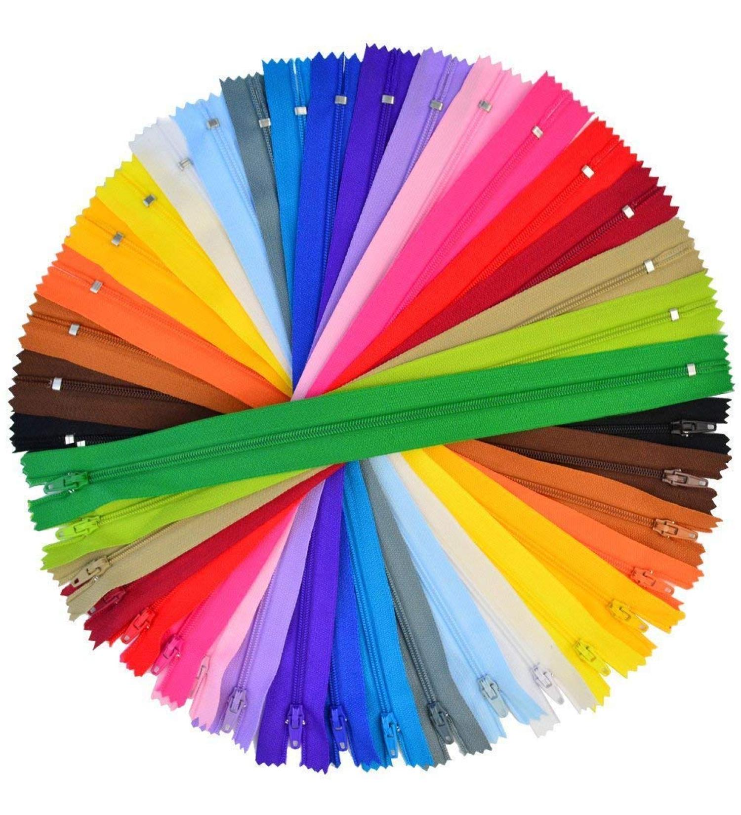 100-Piece 12-inch Nylon Coil Zippers Set - Colorful Sewing Supplies for Tailors and Crafts (20 Assorted Colors) - Buy Online on SooperMarket.com
