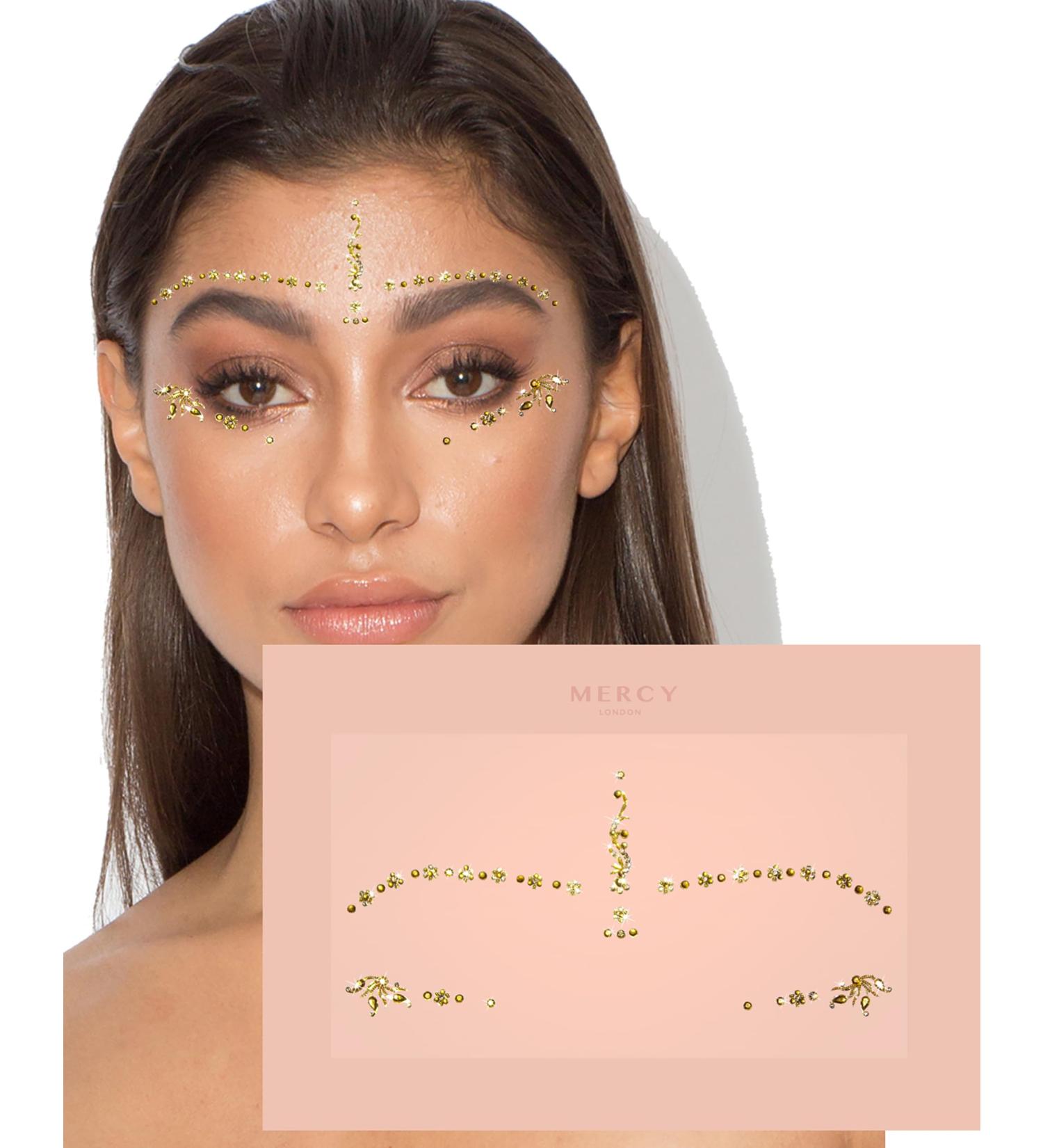 Gwen Gold Bindis | MERCY LONDON Crystal Indian Bindi Face Jewels in Gold & Silver - Shop Now for Unique Face Jewelry - Buy Online on SooperMarket.com