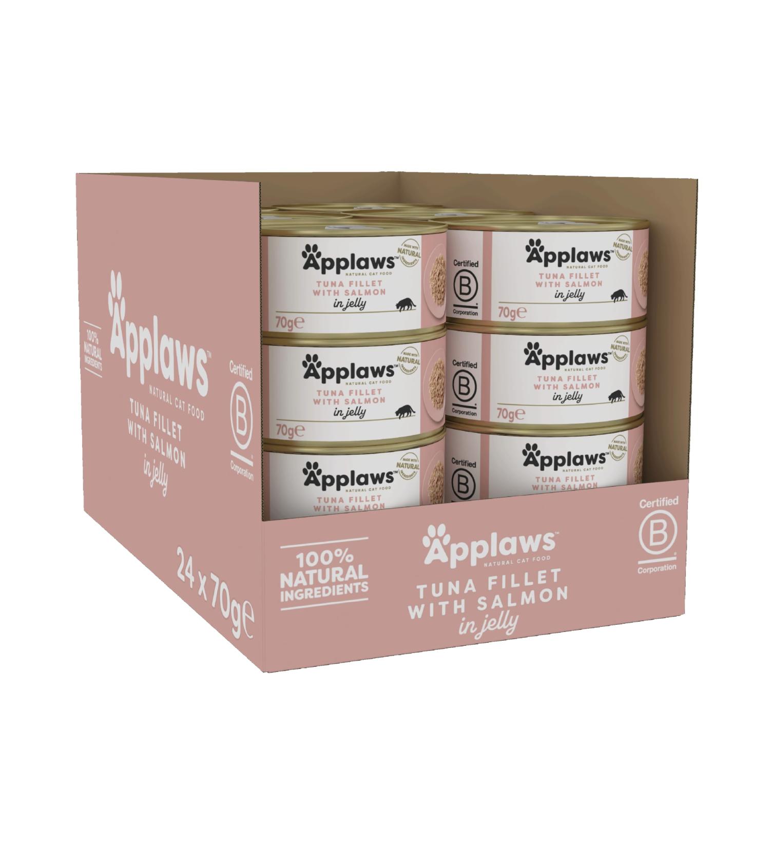 Applaws Natural Wet Adult Cat Food - Tuna Fillet & Salmon in Jelly 70g Can (Pack of 24) | Premium Cat Nutrition - Buy Online on SooperMarket.com