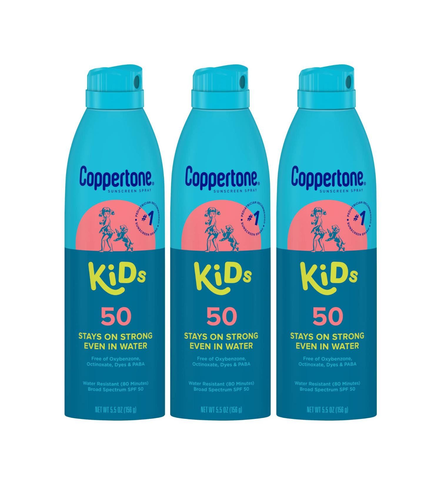 Coppertone KIDS Sunscreen SPF 50 Spray - 3 Pack, 5.5 Ounce Each - Buy Online on SooperMarket.com