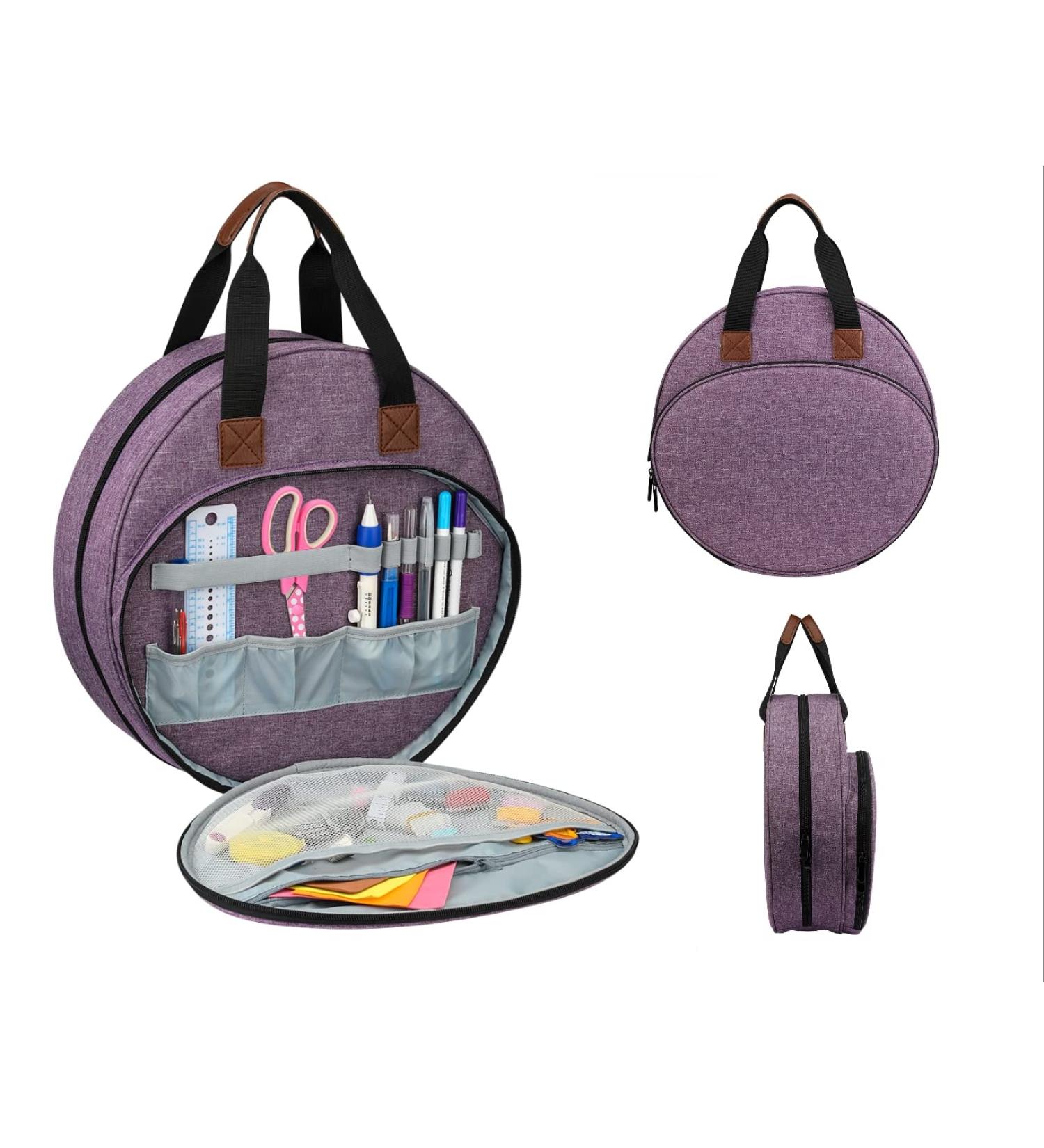 MIOKY Embroidery Bag for Cross Stitch Projects - Purple Travel Tote Organizer for Hoops, Floss, and Tools - Buy Online on SooperMarket.com