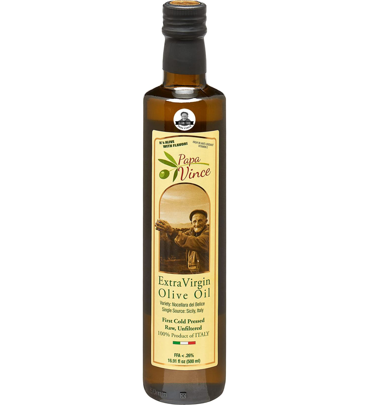 Papa Vince Olive Oil Extra Virgin - High Polyphenol, Unrefined, Sicilian Olive Oil from Italy - Keto & Paleo Friendly - Buy Online on SooperMarket.com