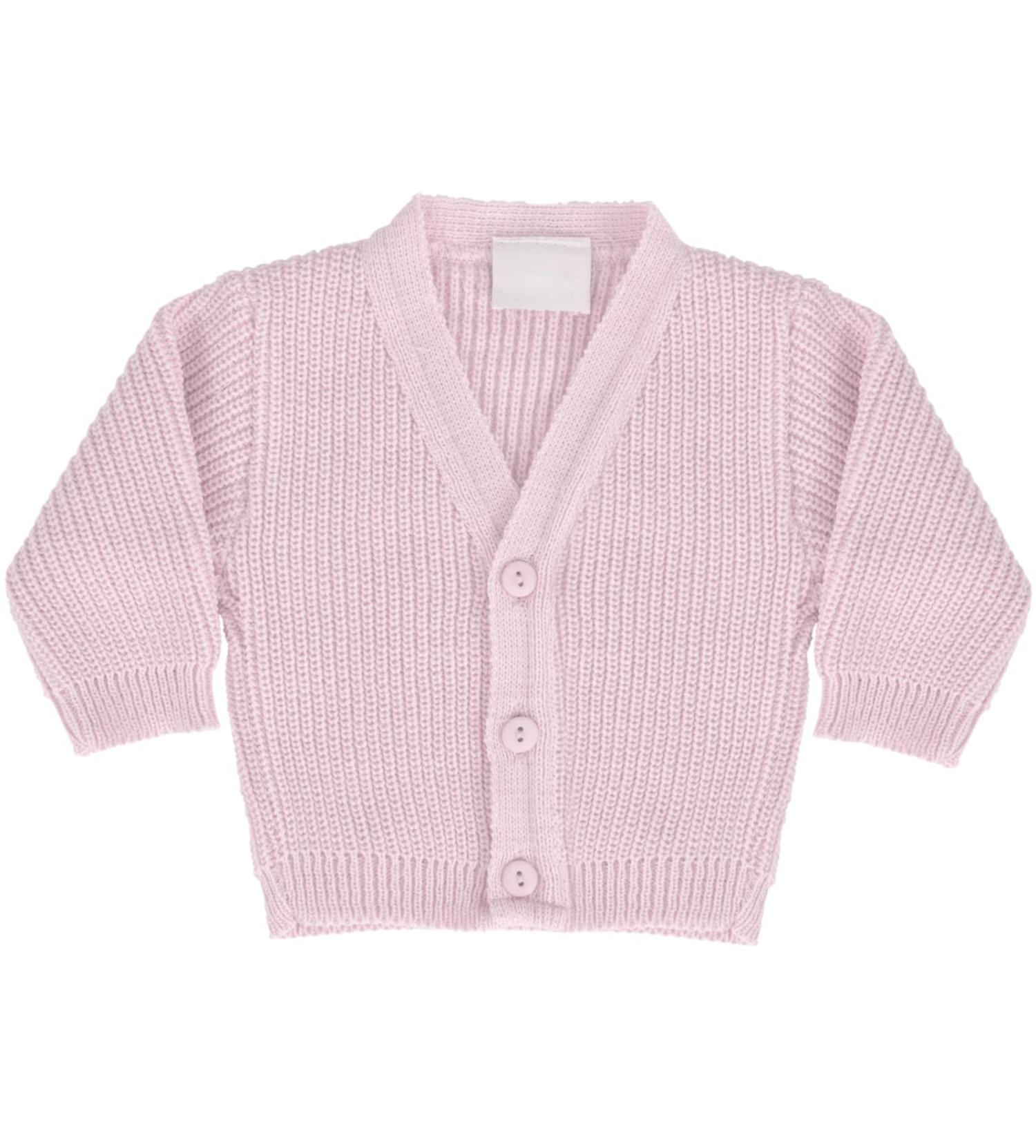 Premature Baby Knit Cardigan | Ribbed Knitwear for Boys & Girls | Made in Portugal | Pink 3-5 lb - Buy Online on SooperMarket.com