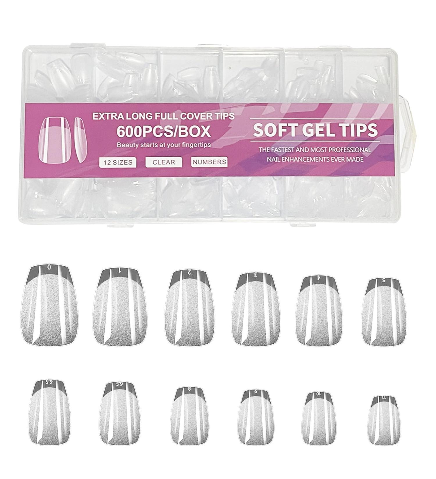 Short Nail Tips - 600PCS Half Matte Soft Gel Nail Tips Full Cover False Nails Tips Clear Acrylic Fake Nails Tips for Press On Nails Short 12 Size 600 PCS (600-Short-B) B Short - Buy Online on SooperMarket.com