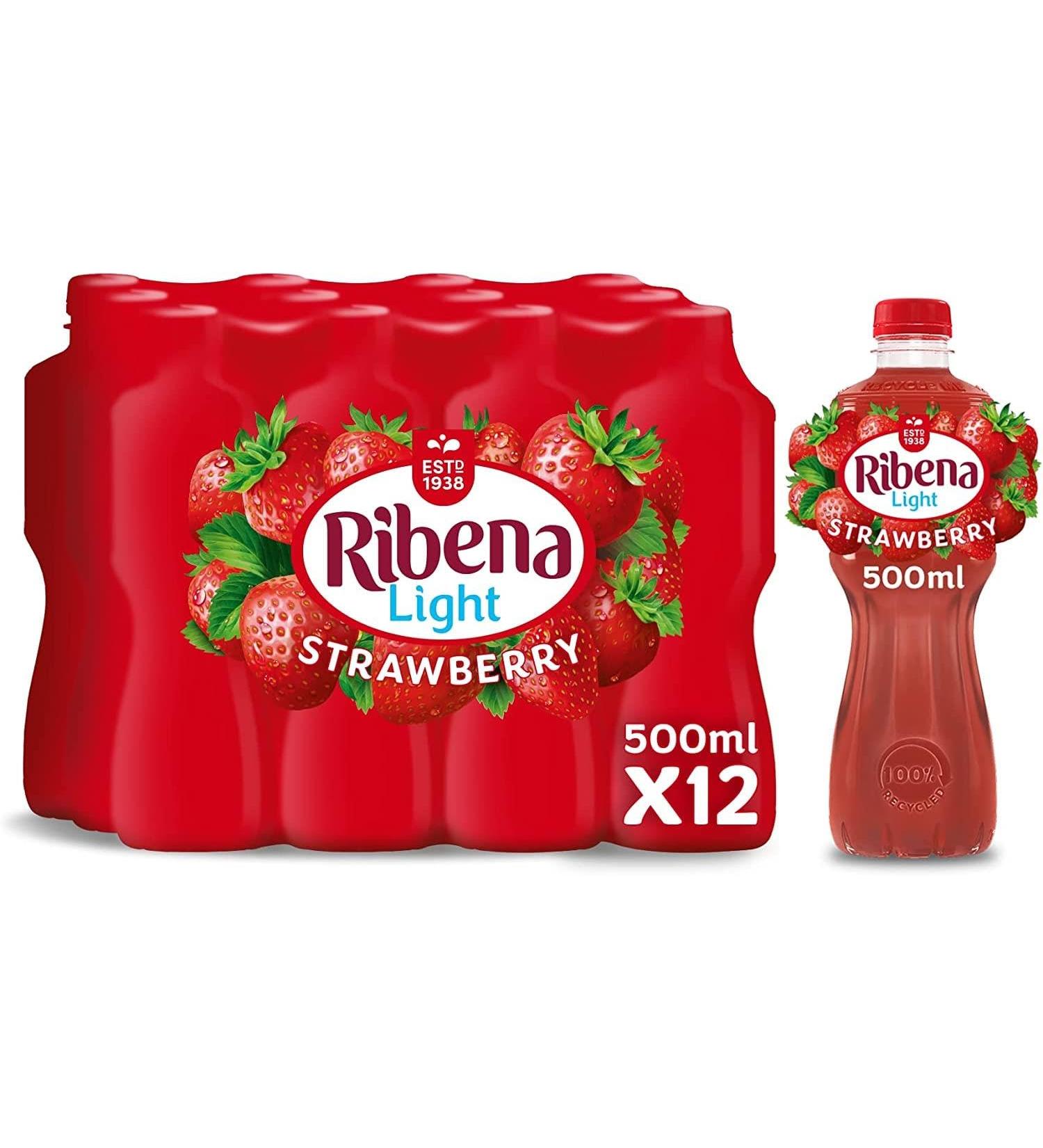 Ribena Strawberry Juice Drink No Added Sugar 500ml (12) 500 ml (Pack of 1)