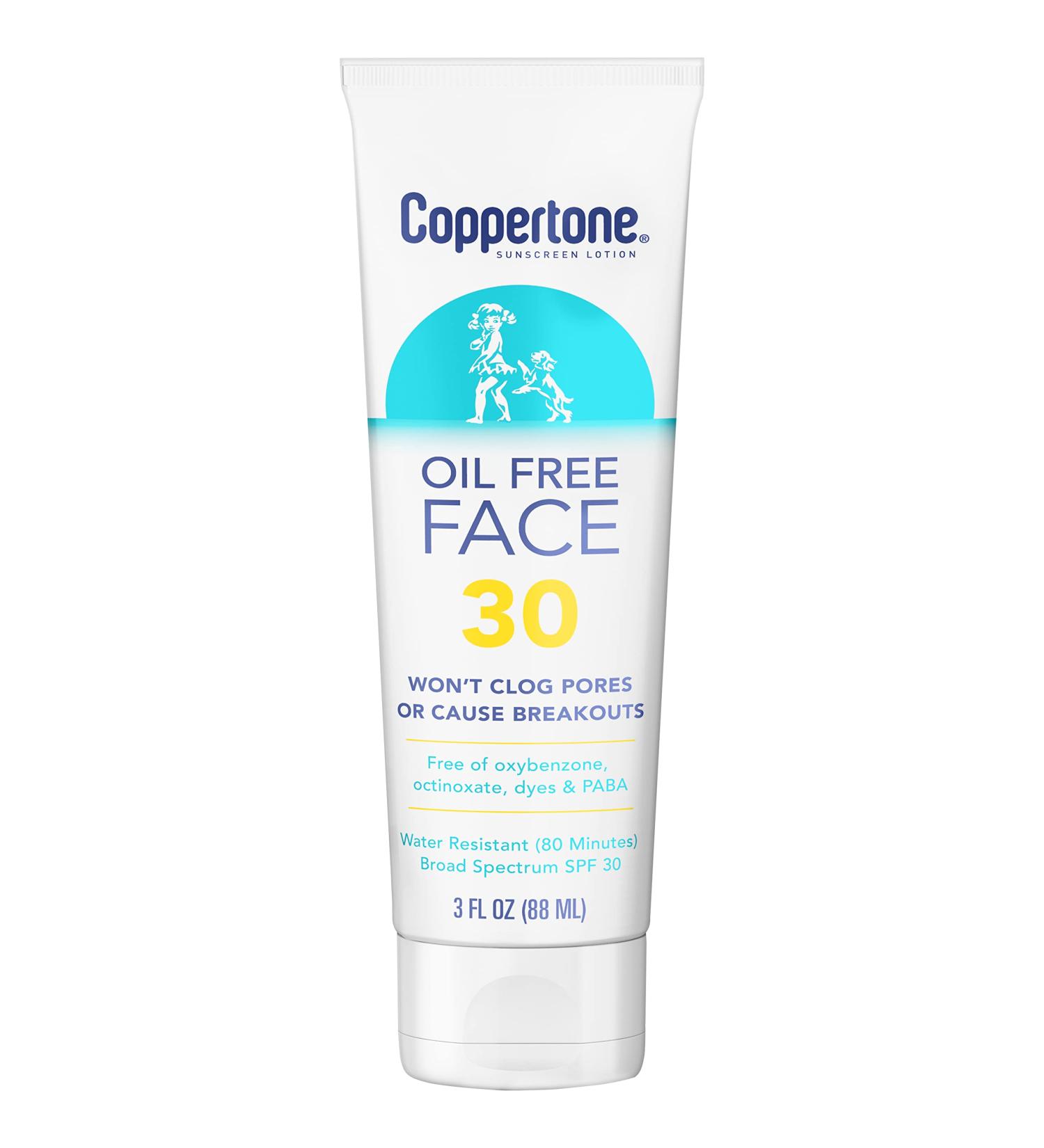 Coppertone Face Sunscreen SPF 30 | Oil Free, Water Resistant SPF 30 Sunscreen Lotion | 3oz Travel Size Tube | Pack of 1 - Buy Online on SooperMarket.com
