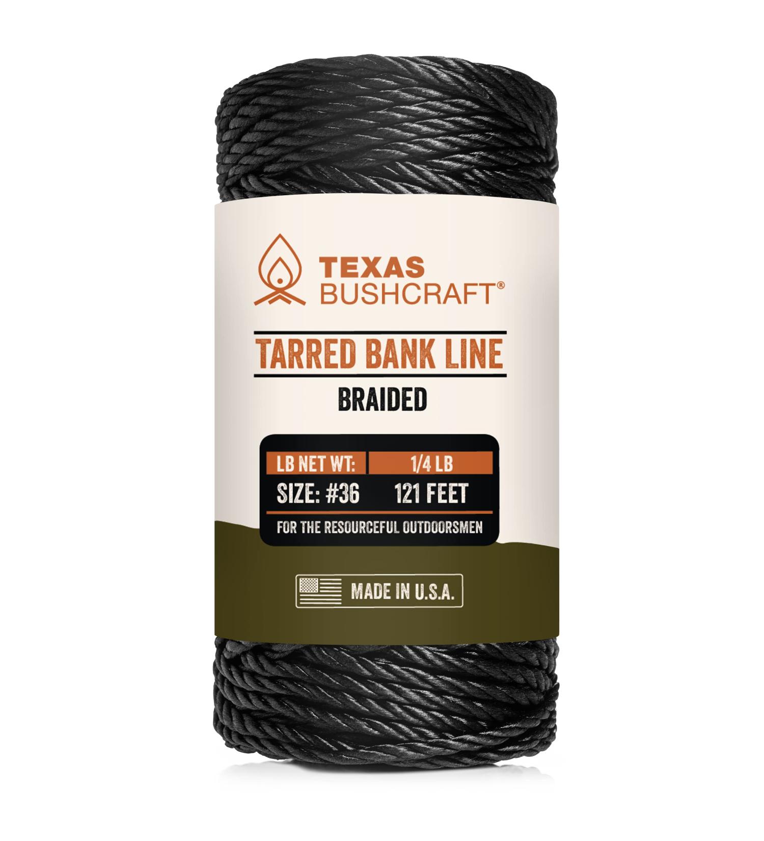 Texas Bushcraft Tarred Bank Line Twine #36 - Weather Resistant Black Nylon String for Fishing, Camping, and Survival - 1/4 lb (121 ft) Strong Braided Bankline Cordage - Buy Online on SooperMarket.com