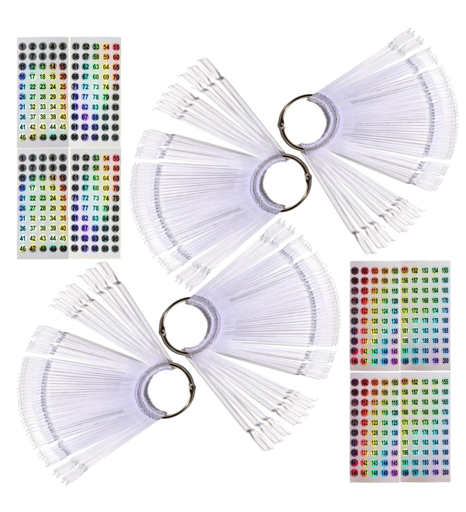 WOIRO 200-Piece Nail Display Set | Transparent Nail Tips with Ring & Number Stickers 1-200 | Perfect for Nail Art & Color Display - Buy Online on SooperMarket.com