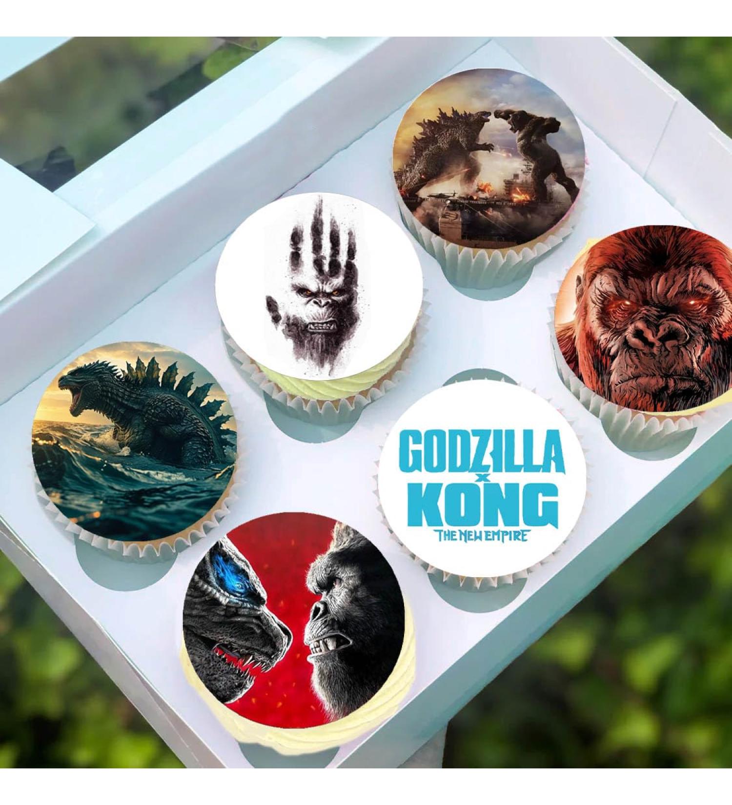 Pre-Cut Godzilla x Kong 1A Edible Stand up Wafer Paper Cupcake Toppers Cake Decorations Birthday Party (12)