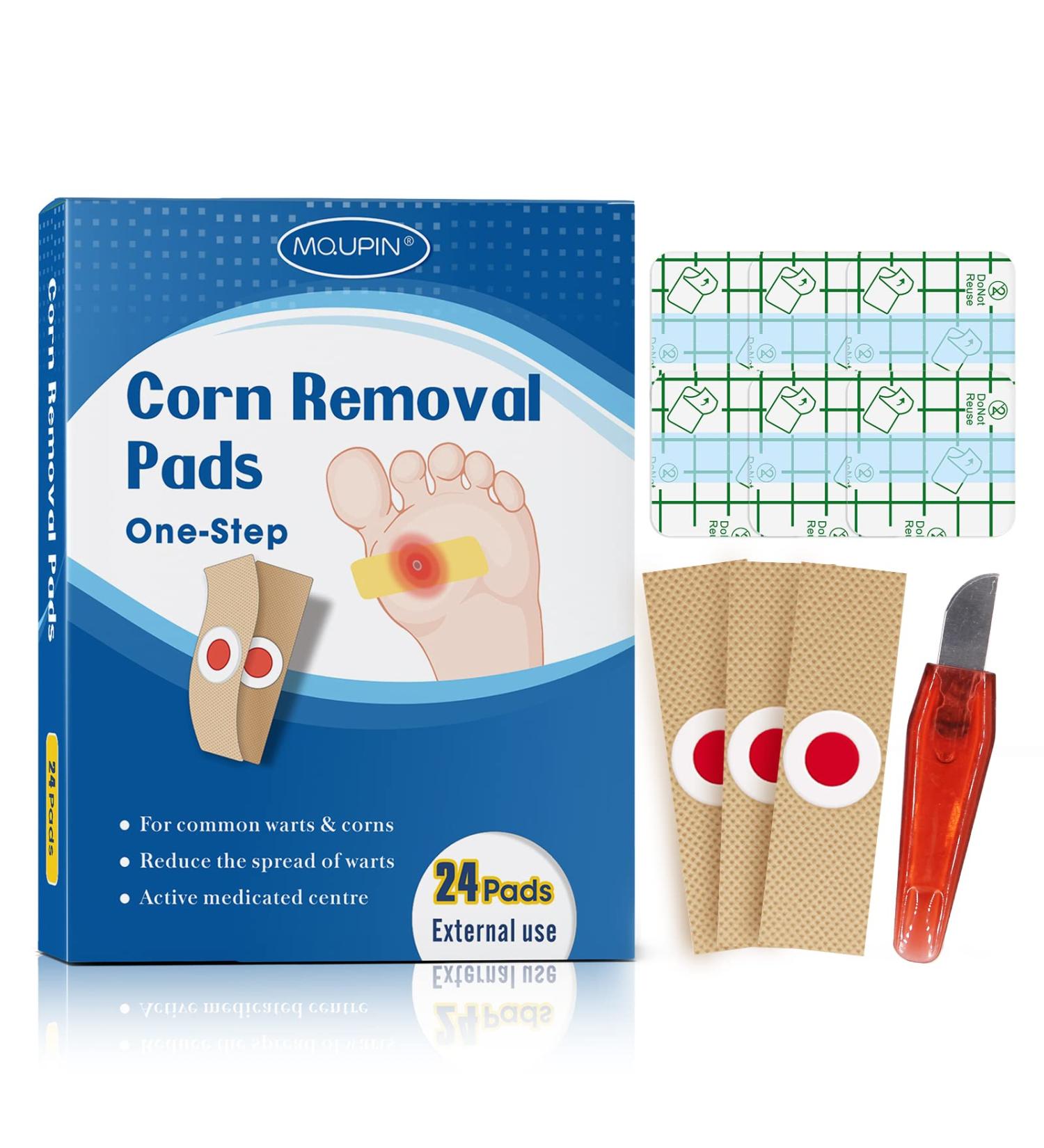 MQUPIN Corn Remover Pads Wart Remover Pads Foot Corn Remover Pads Plantar Wart Removal Corn Callus Remover Penetrates and Removes Common and Plantar Warts with Hole Callus Stops Wart Regrowth (24 PCS) - Buy Online on SooperMarket.com