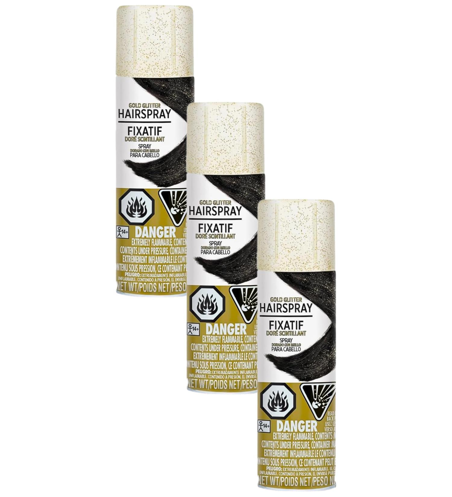 Amscan Hypo-Allergenic Glitter Gold Hair Spray - 3 oz. - Perfect Party Accessory 1 Pc. (Pack of 3)