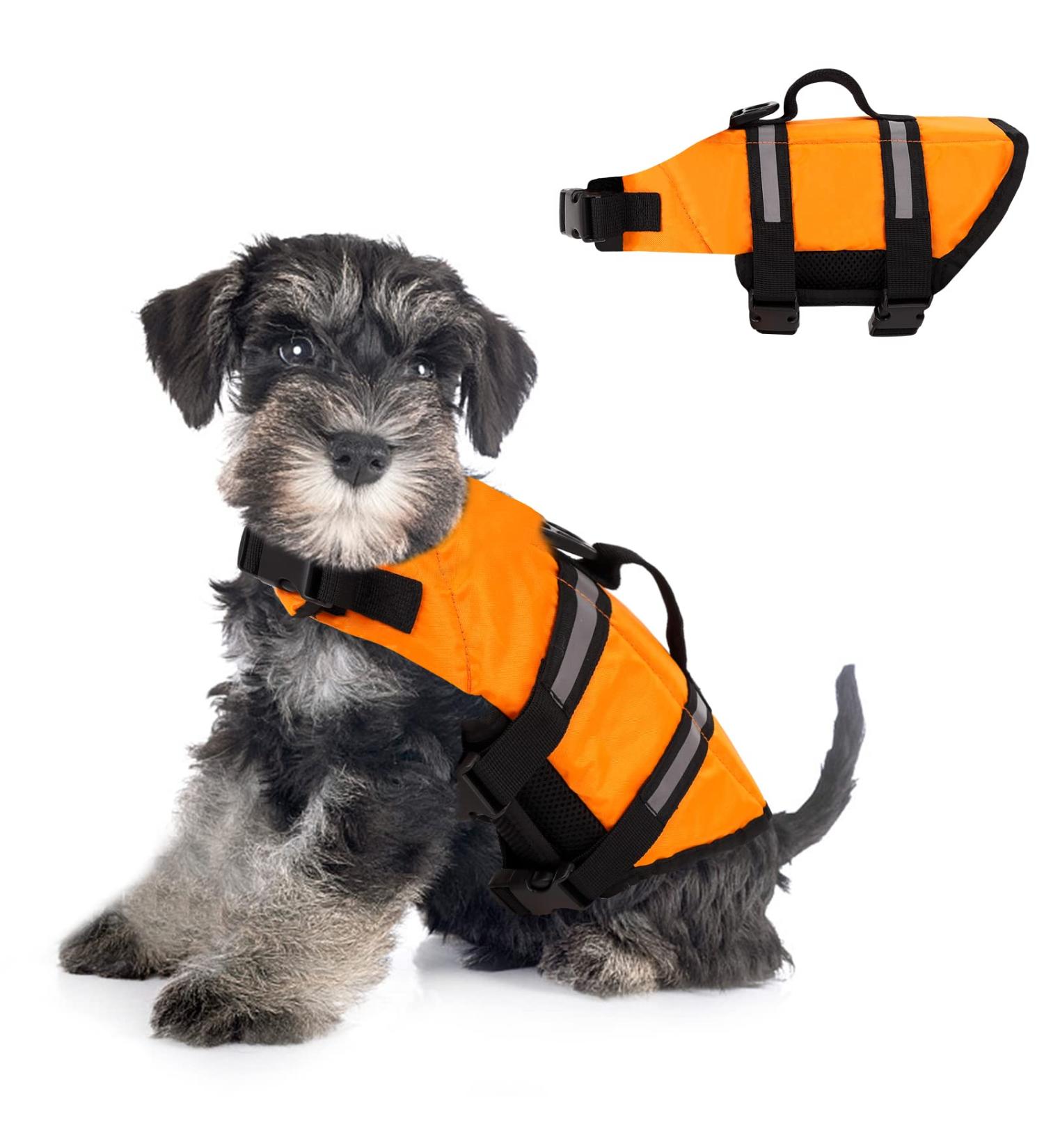 Dog Life Jacket Adjustable Dog Life Jacket Vest Reflective Orange Pet Swimming Jacket Swimwear for Middle and Small Dogs Protection Swimsuit with Rescue Handle High Buoyancy Safety Swimsuit (XS) - Buy Online on SooperMarket.com
