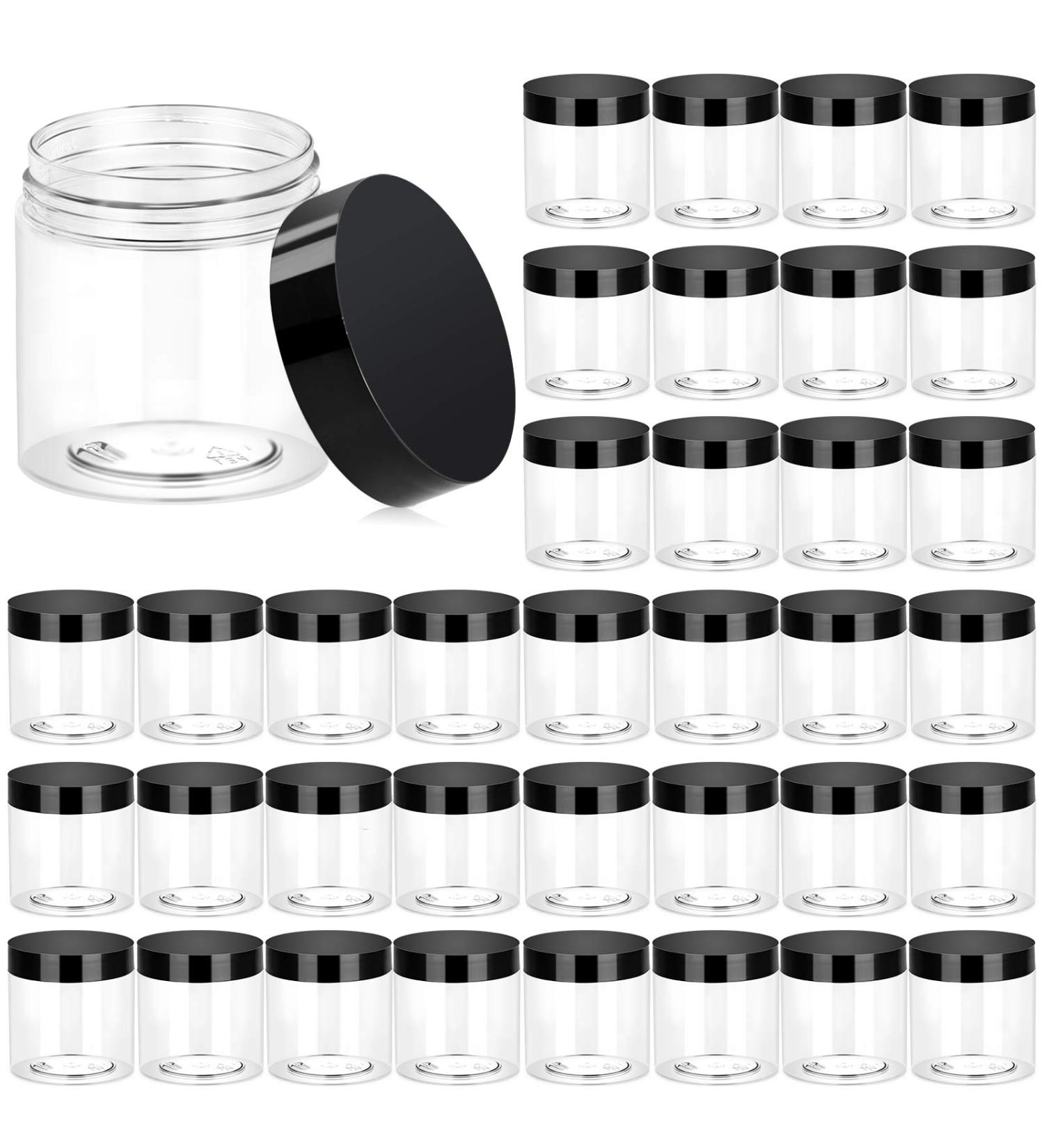 36 Pack 4 oz Clear Plastic Cosmetic Jars with Black Lids - Ideal for Lotion, Cream, Makeup, and Travel Storage - Buy Online on SooperMarket.com