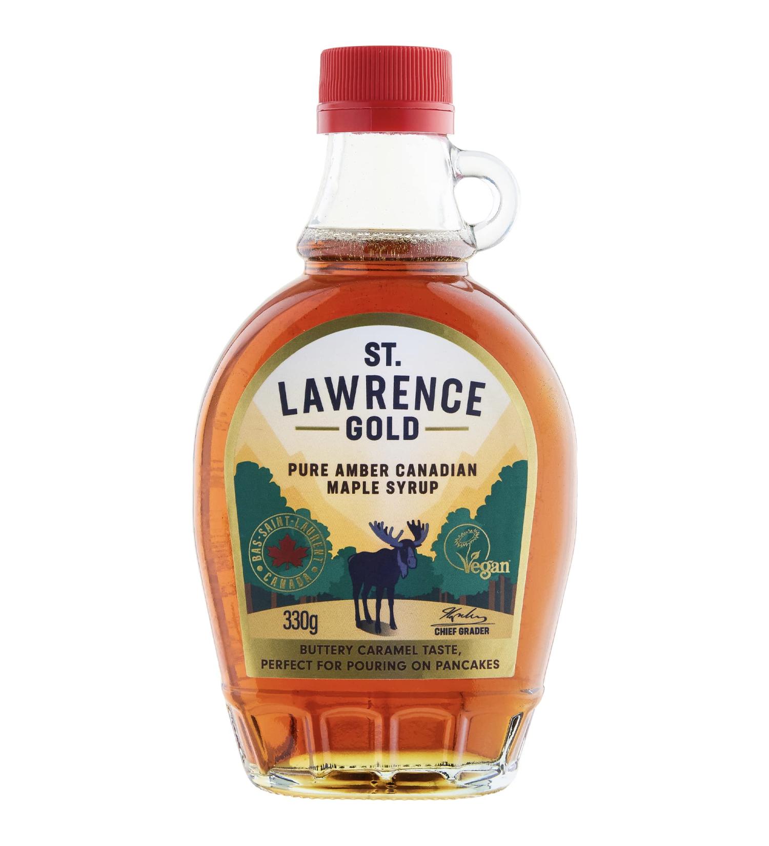 St Lawrence Gold Maple Syrup 250ml - Grade A 100% Pure Canadian Amber Maple Syrup for Pancakes, Waffles, and Cocktails - Buttery Caramel Taste - Gluten-Free Vegan - 250ml (Pack of 1) - Buy Online on SooperMarket.com