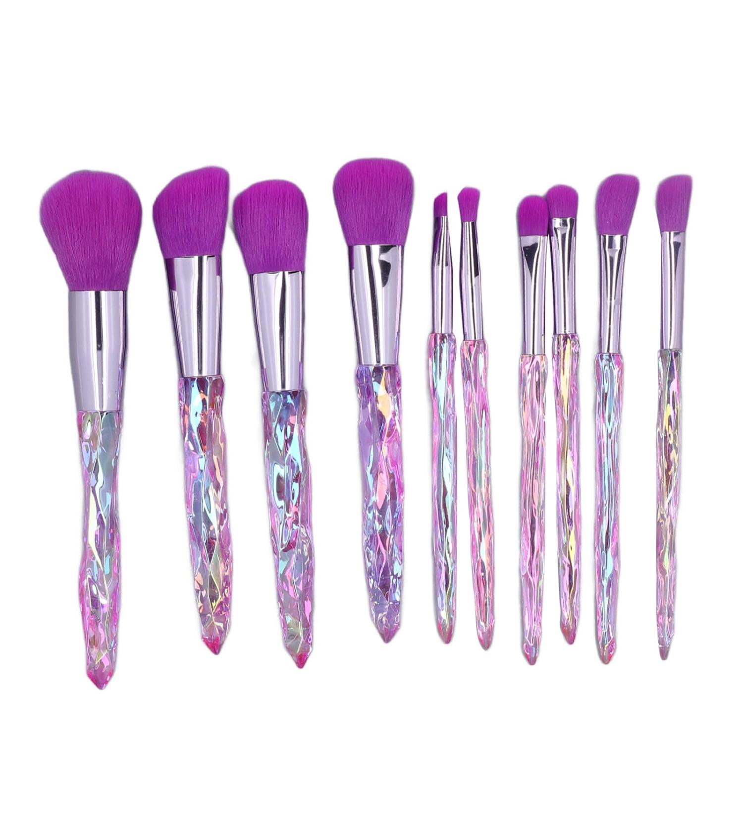 Soft Lightweight Portable Purple Makeup Brush Set - 10 Pcs Blush & Eyeshadow - Skin Friendly Cosmetics for Daily Use - International Shipping Available - Buy Online on SooperMarket.com