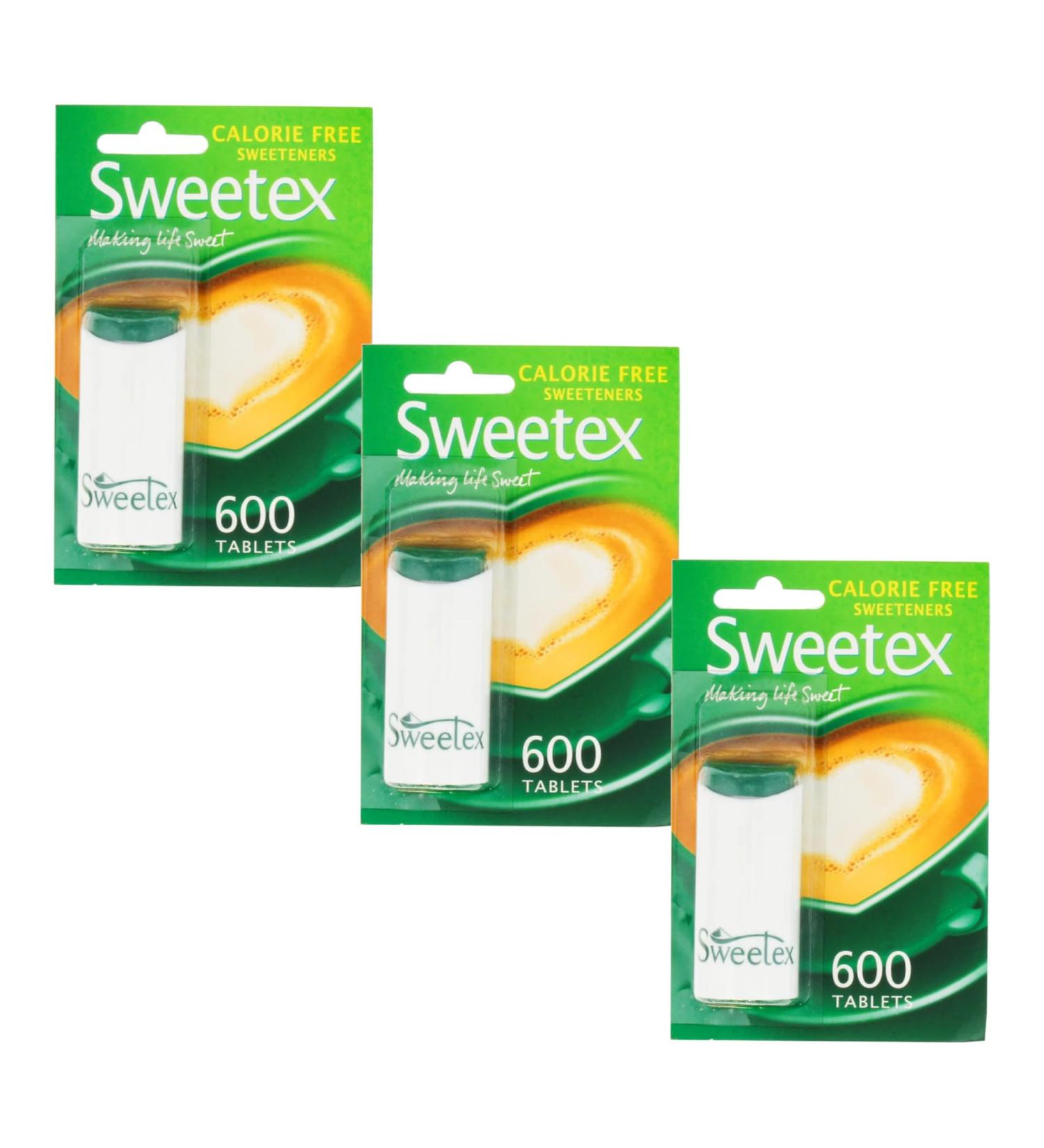 Sweetex Calorie-Free Sweetener Tablets - Sugar Substitute for Hot and Cold Drinks Suitable for Diabetics and Vegetarians 1800 Tablets (3 x 600) - Buy Online on SooperMarket.com
