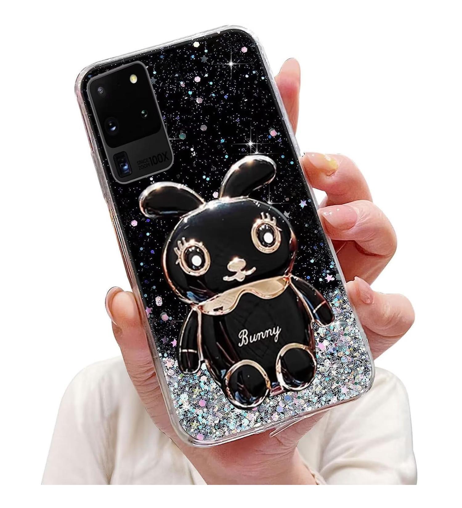 Tivenfezk Nadoli for Samsung Galaxy S20 Ultra - Glitter Rabbit Stand Soft Silicone Case | Transparent Protective Cover - Buy Online on SooperMarket.com