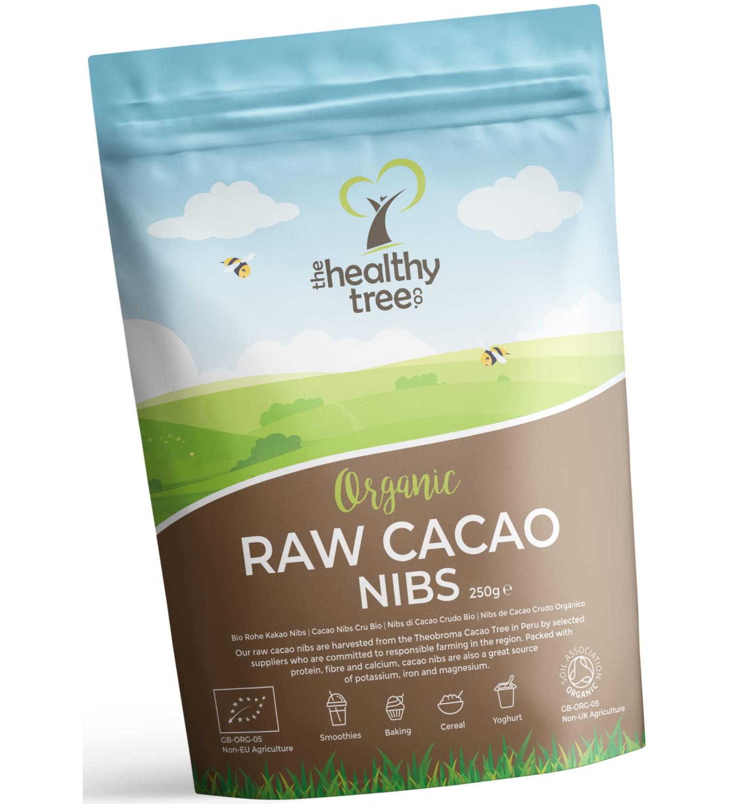 Organic Raw Cacao Nibs 250g - Superfood High in Magnesium, Fibre & Iron - TheHealthyTree Company - Buy Online on SooperMarket.com