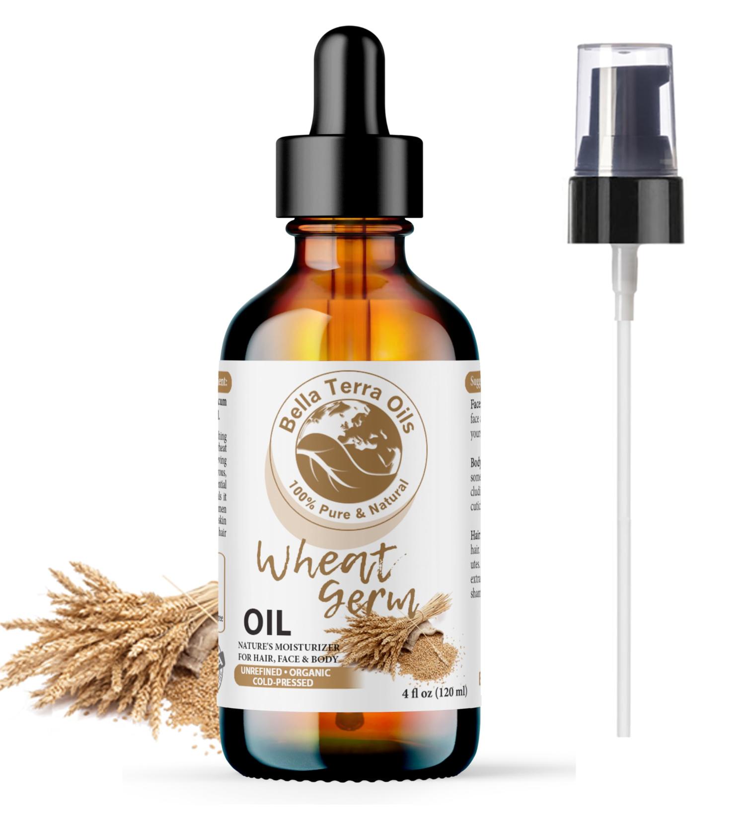 Organic Wheat Germ Oil 4oz - Bella Terra Oils | Vitamin E & C Face Oil for Natural Glow & Suppleness - Buy Online on SooperMarket.com