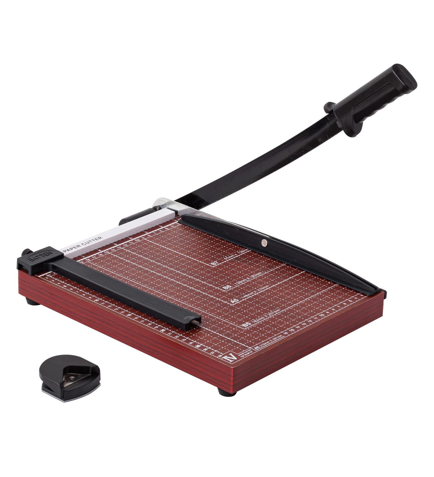 TAINSE Paper Cutter  Paper Trimmer 12 Cutting Length with Safety Blade Lock  10 Sheets Capacity  Heavy Duty Wooden Base  Paper Slicer Cutter for Home  Office - Wood - Buy Online on SooperMarket.com