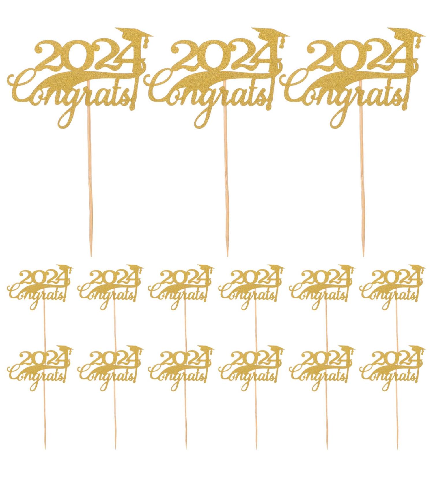 HOLIDYOYO 15pcs 2024 Graduation Cake Inserts Top Hat Cake Decors Class of 2024 Cupcake Picks 2024 Graduation Cupcake Toppers Graduation Cake Decorations Graduate Paper Dining Table - Buy Online on SooperMarket.com