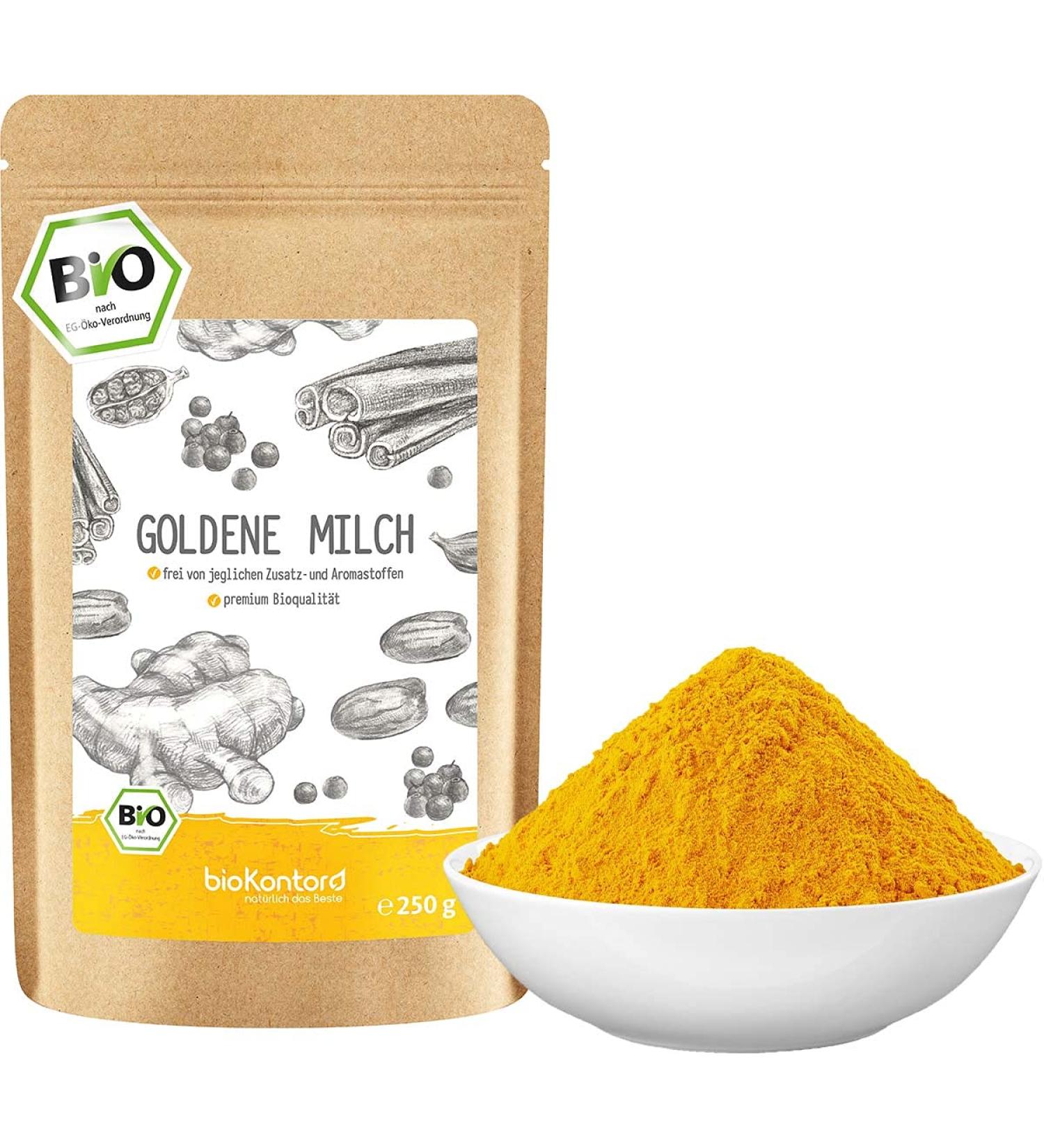 Golden Milk Powder ORGANIC 250g - Sugar-Free Turmeric Latte Mix | bioKontor - Buy Online on SooperMarket.com