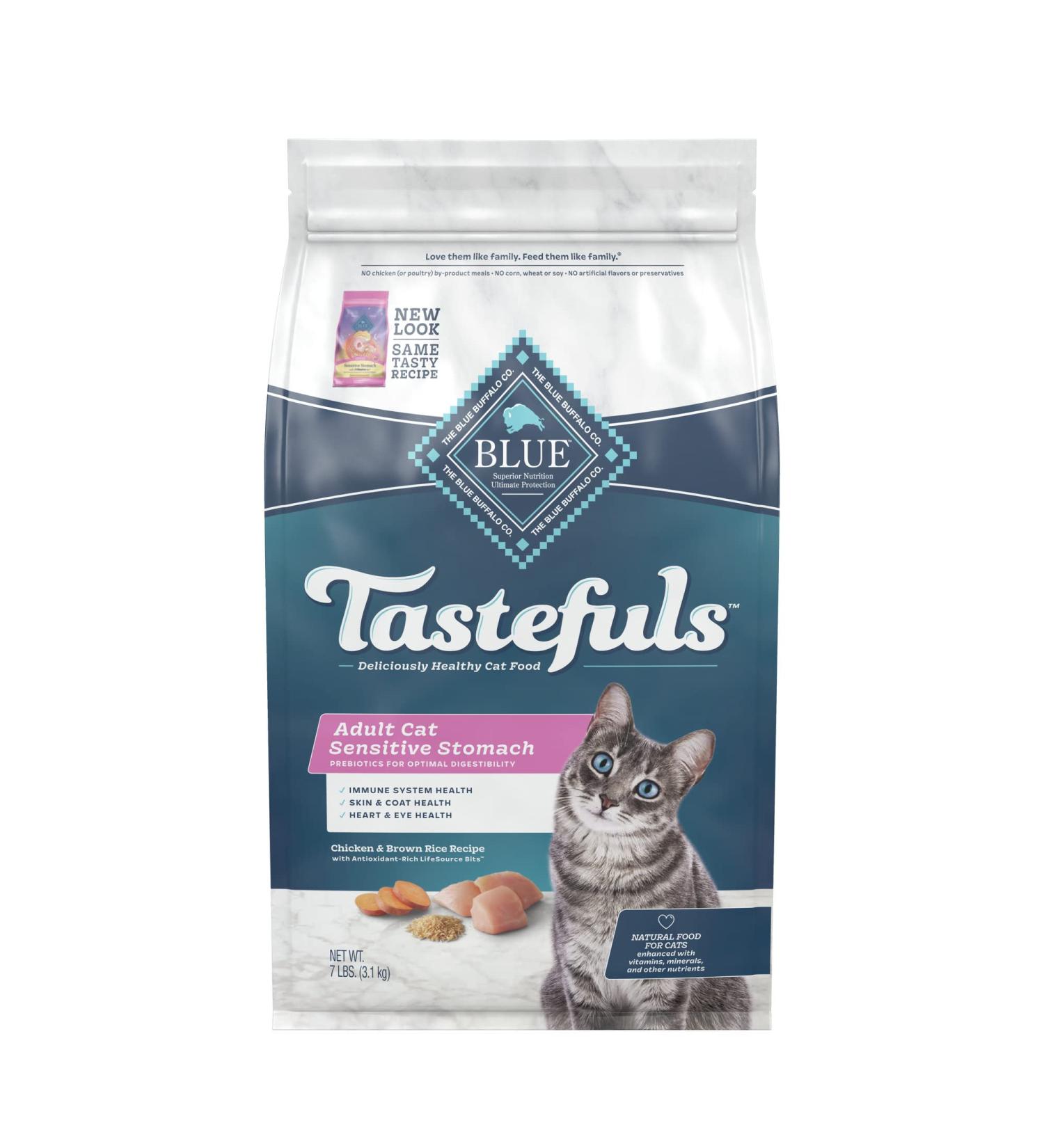 Blue Buffalo Tastefuls Sensitive Stomach Adult Dry Cat Food - Chicken & Brown Rice 7lb Pack - Buy Online on SooperMarket.com