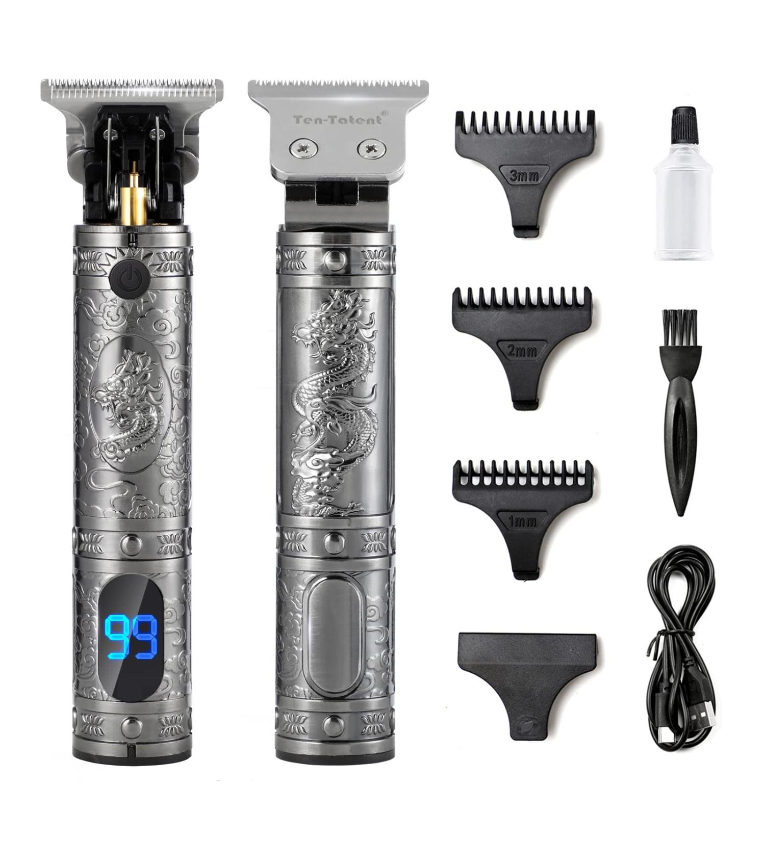 Ten-Tatent Professional Hair Clippers for Men - Cordless Beard Trimmer with T-Blade, Precision Cutting and Zero Gapped Grooming Kit in Grey - Buy Online on SooperMarket.com