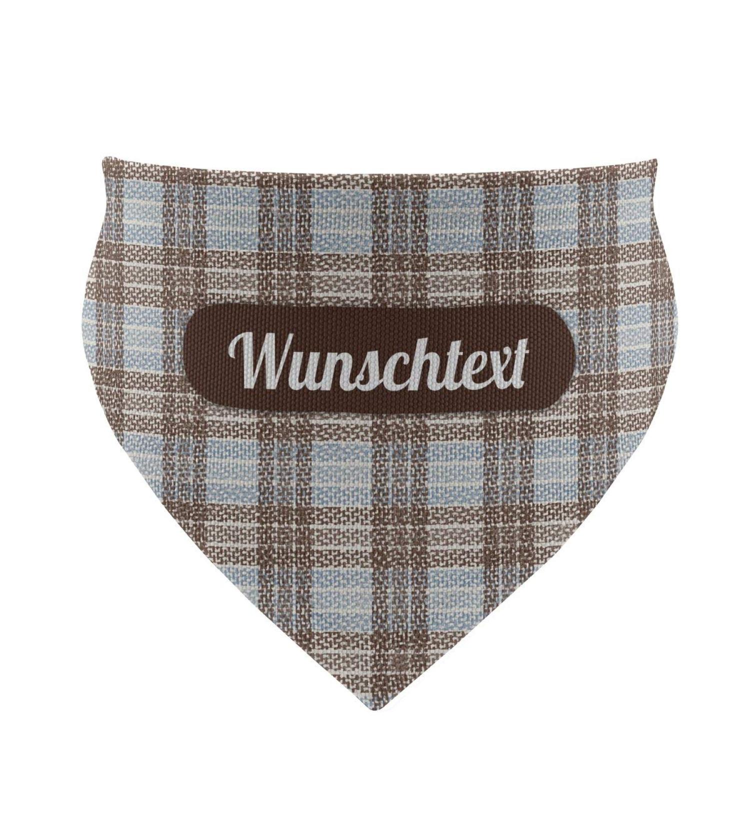 Printplanet Dog Neck Towel - Customizable with Name/Text - Brown-Blue Check Pattern - Size M - International Shipping Available - Buy Online on SooperMarket.com