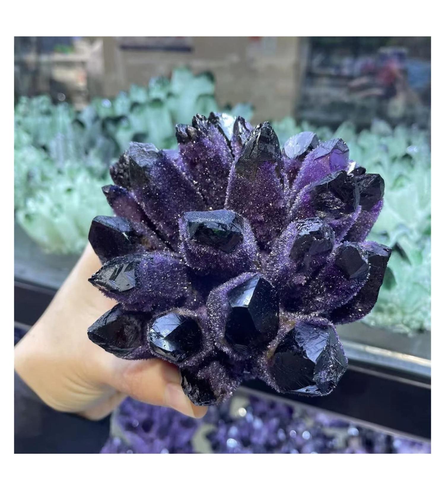 Crystals 1pc Natural Rare Purple Quartz Crystal Cluster Specimen Stone Collection - Buy Online on SooperMarket.com