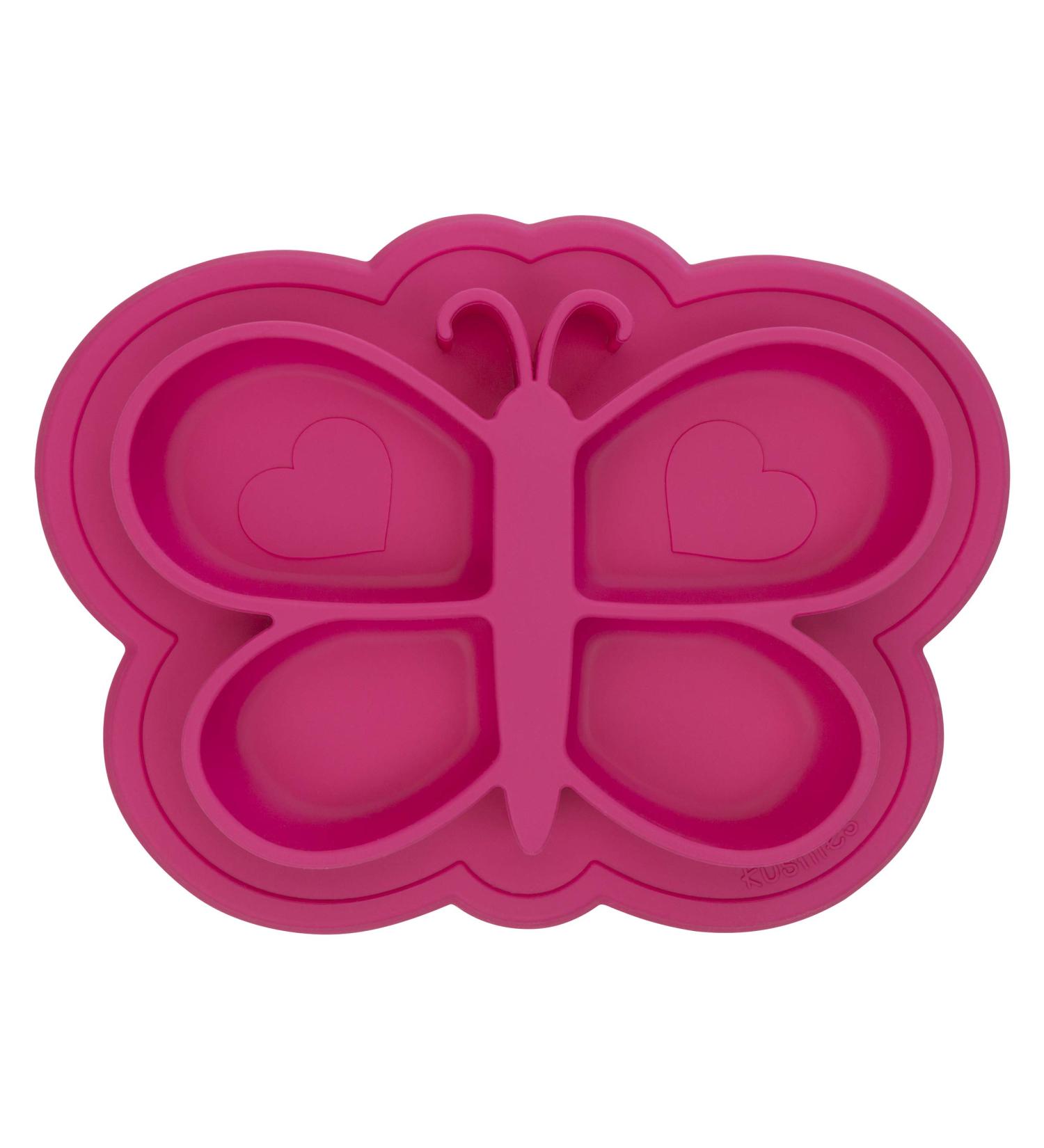 Kushies Siliplate Silicone Suction Plate for Toddlers - Pink Butterfly (Candy) | BPA, PVC & Phthalate Free | Non-Slip Feeding Dish | Dishwasher, Microwave & Oven Safe - Buy Online on SooperMarket.com