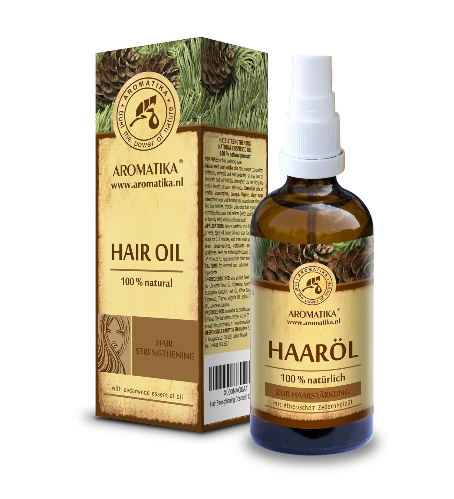 Pure & Natural Hair Oil 100ml - Jojoba Cedar Eucalyptus & Orange Oils for Dry & Brittle Hair - Treatment for Shine Smoothness & Split Ends - Buy Online on SooperMarket.com