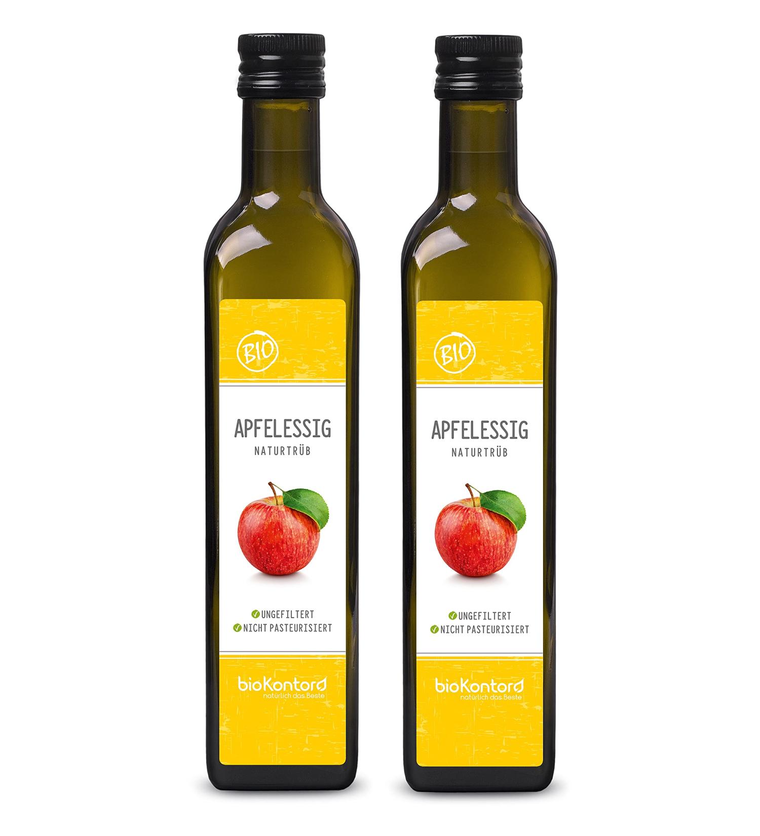Organic Apple Cider Vinegar - Naturally Cloudy & Unfiltered 1000ml (2x500ml) | Raw & Unpasteurized | Biocontor - Buy Online on SooperMarket.com