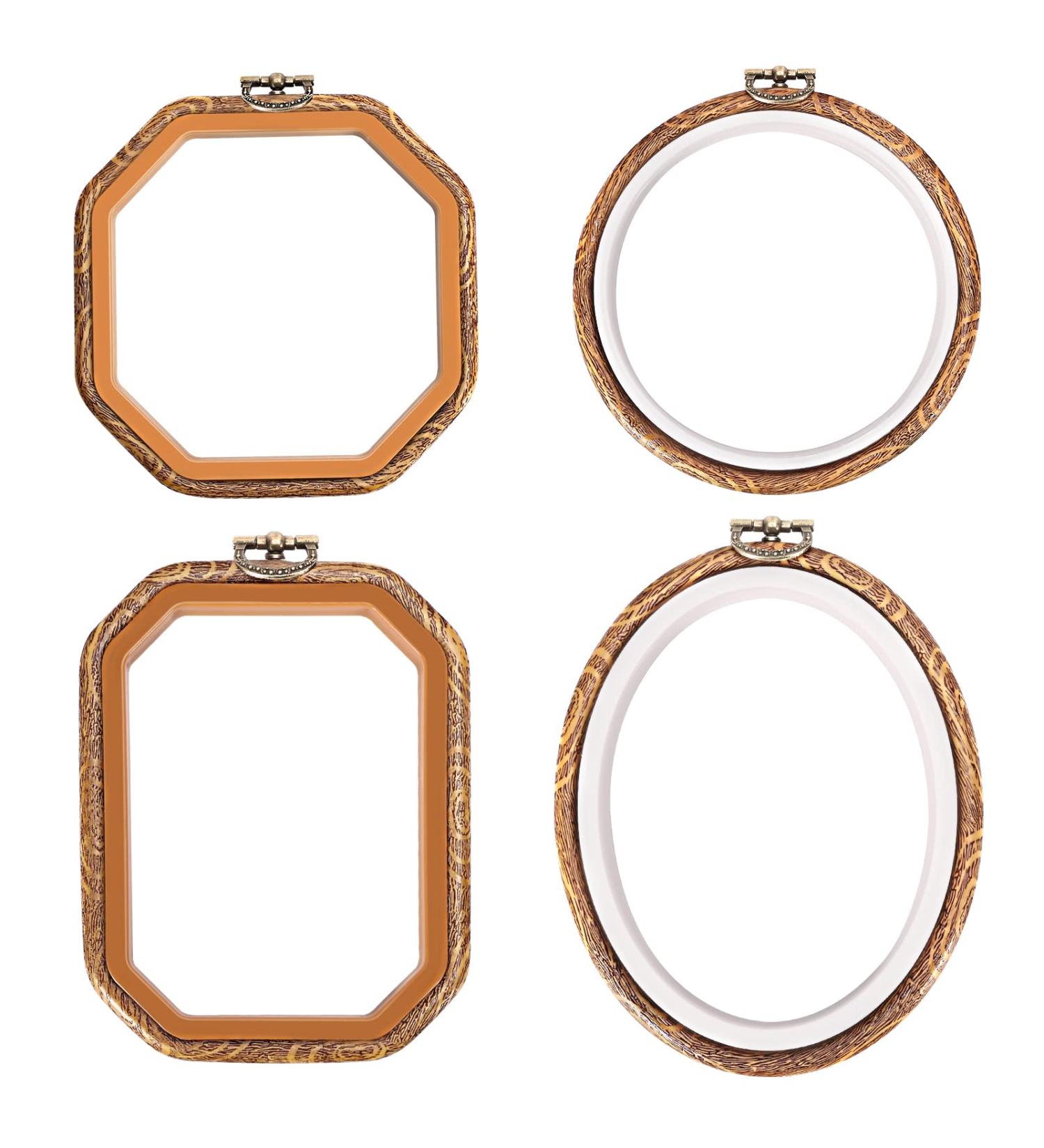 Caydo 4 Set Embroidery Hoops - Imitated Wood Display Frames for Craft Sewing and Decoration - Buy Online on SooperMarket.com