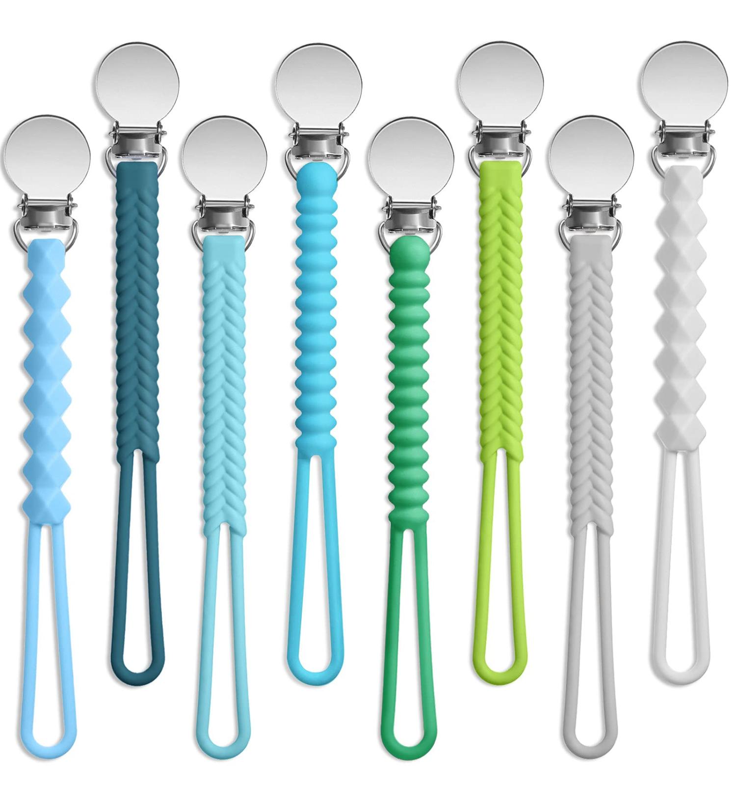 Nuanchu 8 Pieces Baby Pacifier Clips - Cute Braid Pacifier Strap for Boys and Girls - Keep Pacifiers, Teethers, and Toys Secure - Fresh Colors - Buy Online on SooperMarket.com