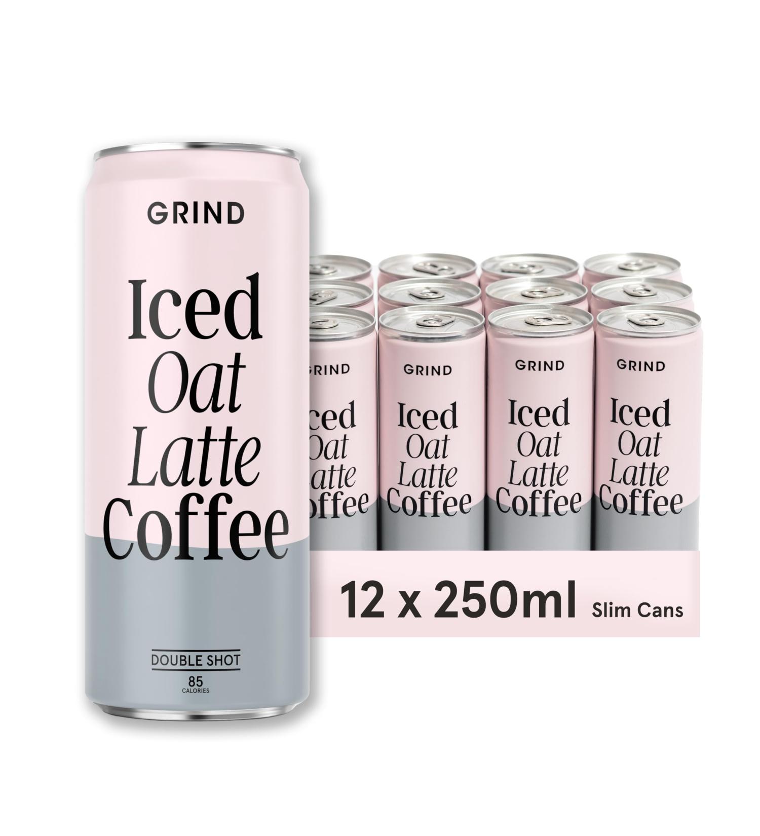 Grind Iced Coffee Oat Latte Ready-To-Drink Cold Brew Coffee 12 x 250ml Refreshing Medium Roast With A Double Shot of Espresso The Perfect Caffeine Boost Iced Oat Latte 250 ml (Pack of 12) - Buy Online on SooperMarket.com
