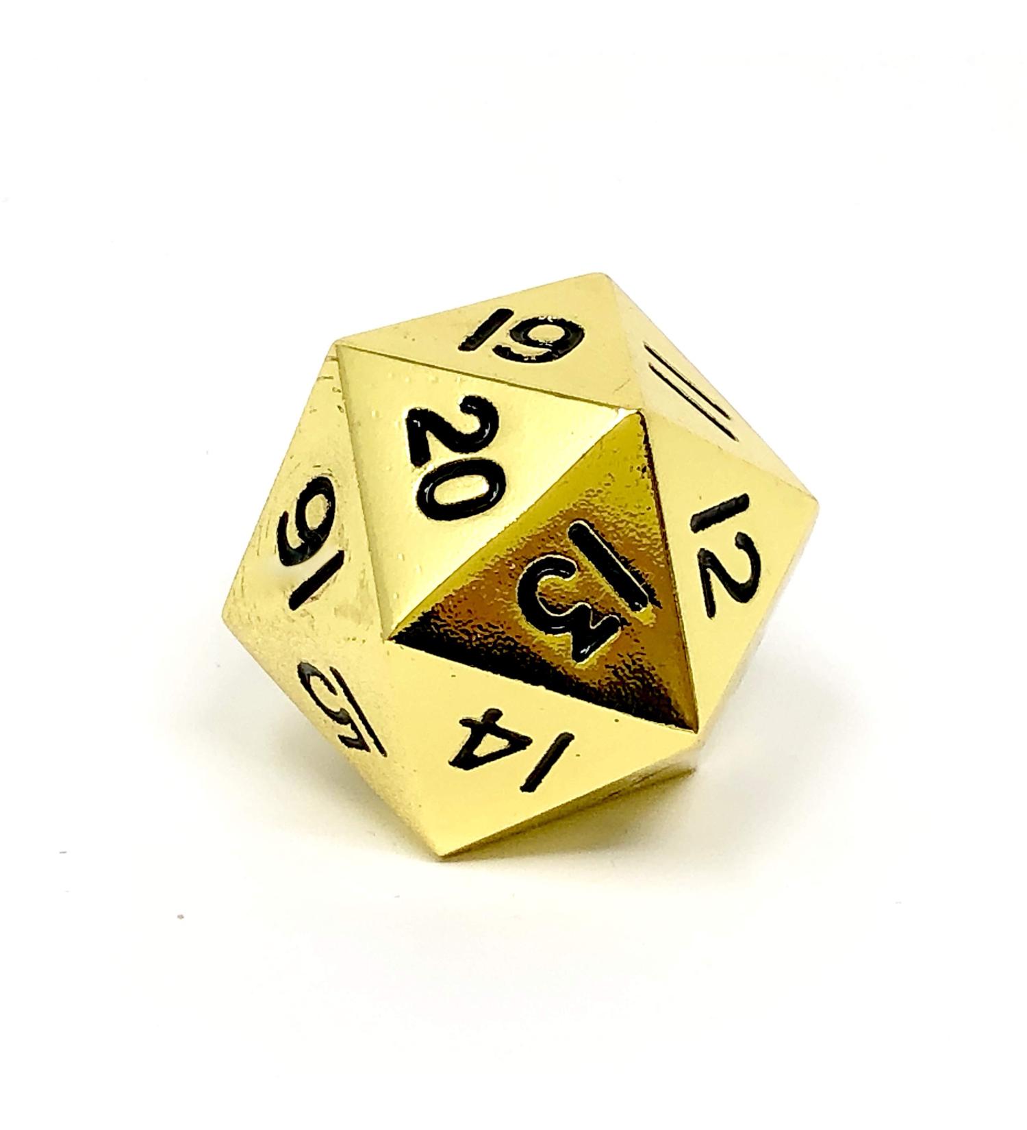 Jumbo 35mm Solid Metal D20 Spin Down Life Counter Dice - Bright Gold MTG - Buy Online on SooperMarket.com