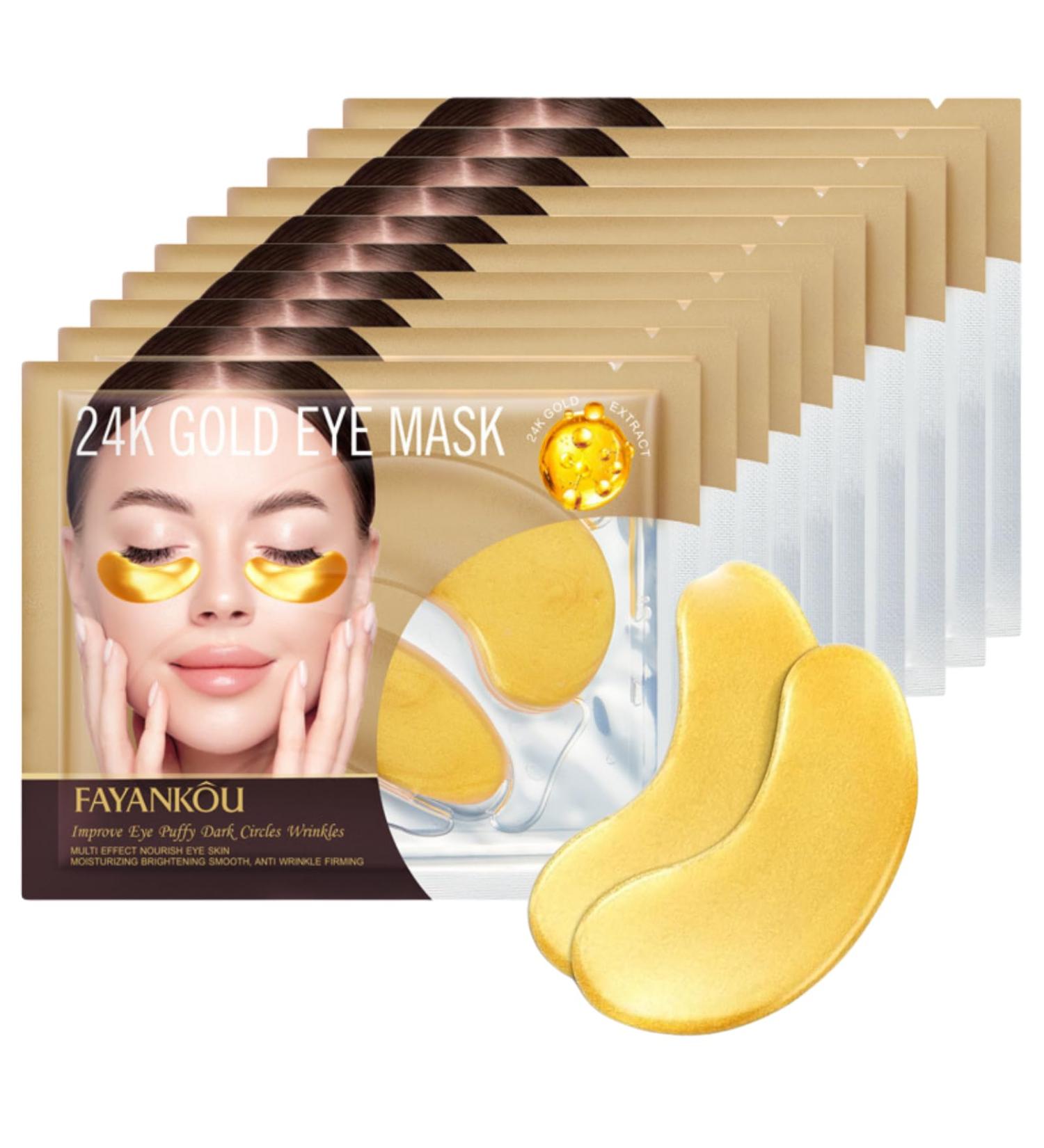 24k Gold Under Eye Mask 24k Gold Eye Masks For Dark Circles Puffy Eyes 24k Gold Under Eye Gel Pads Under Eye Patches Improve Under Eye Bags Fine Lines And Wrinkles Eye Masks Skincare(10 Pairs) - Buy Online on SooperMarket.com