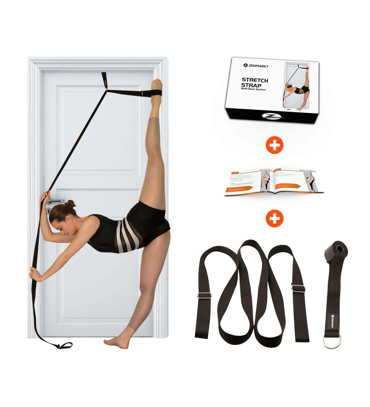Stretch Strap with Door Anchor for Improved Leg Stretching - Perfect Home Equipment for Ballet, Dance, MMA, Yoga & Gymnastics - Includes Booklet & Box (Black) - Buy Online on SooperMarket.com
