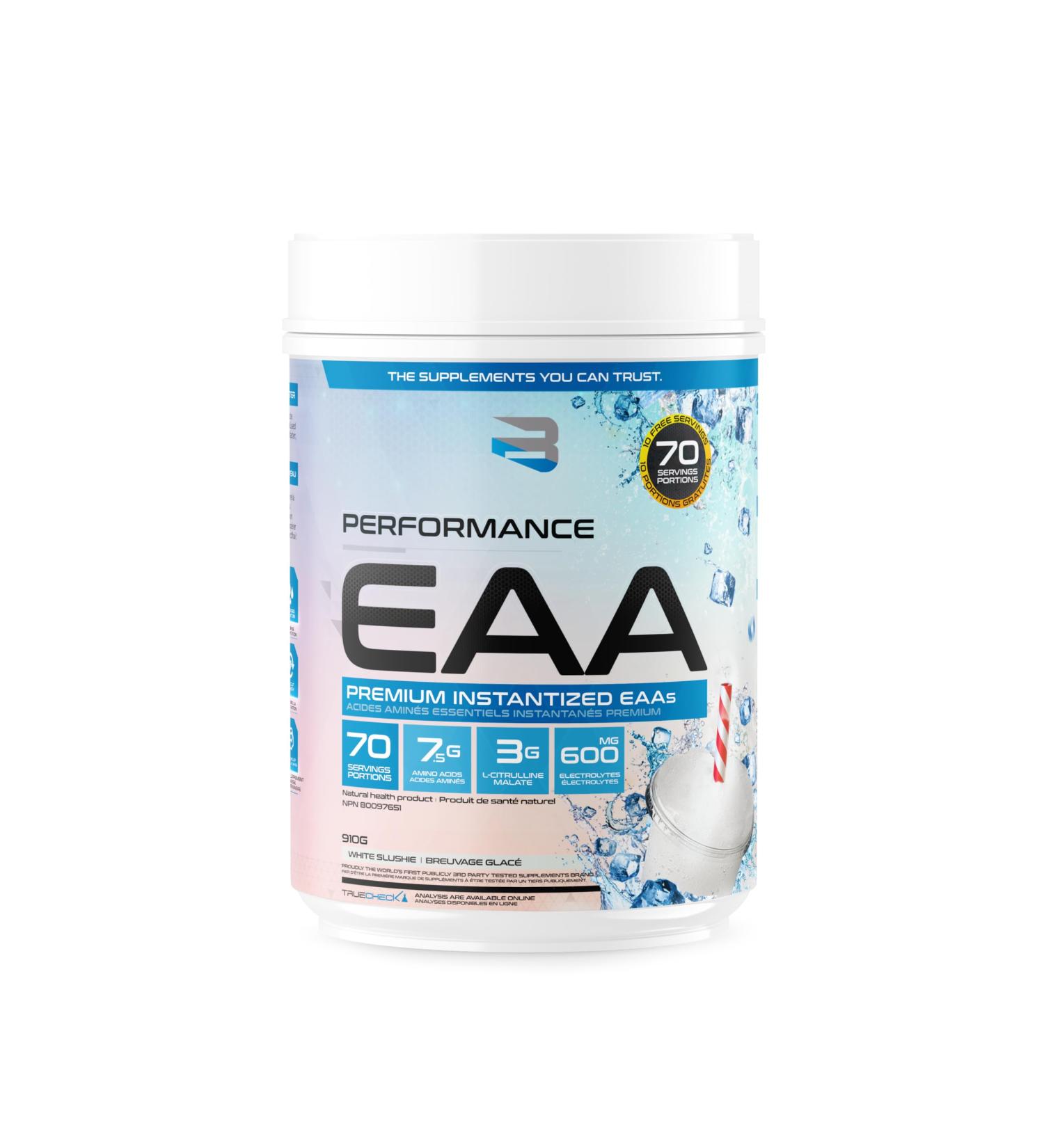 Believe Supplements Performance EAA - Essential Amino Acids Formula | Boost Muscle Recovery Performance & Hydration | Sugar-Free & Delicious Flavors Available! (70 servings White Slushie) White Slushie 70 servings - Buy Online on SooperMarket.com