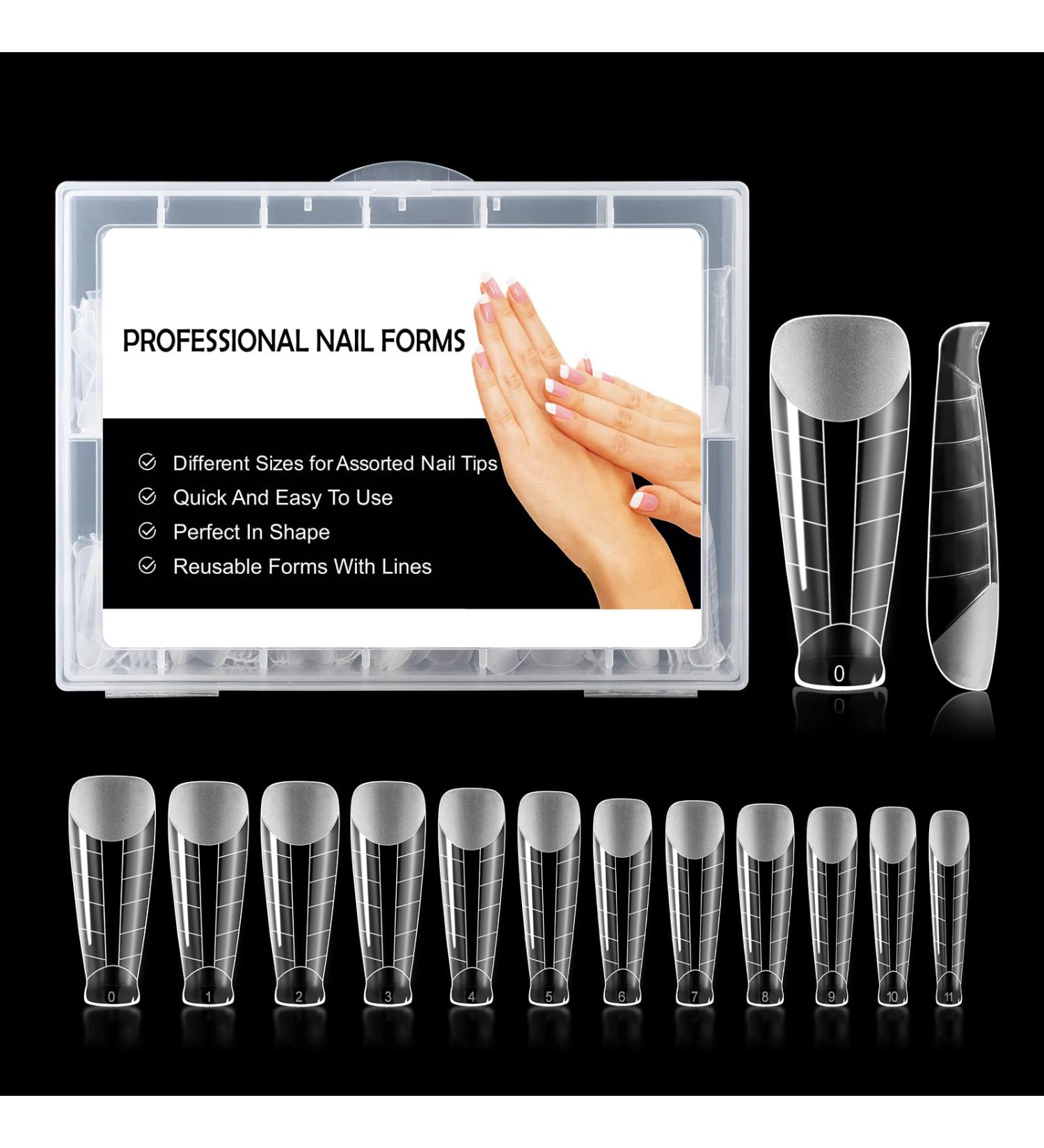 BNG 120 Pcs Frosted Dual Nail Forms - Professional Polymer Gel Nails Extension Molds for Quick Building and Full Cover Acrylic Nails - Buy Online on SooperMarket.com
